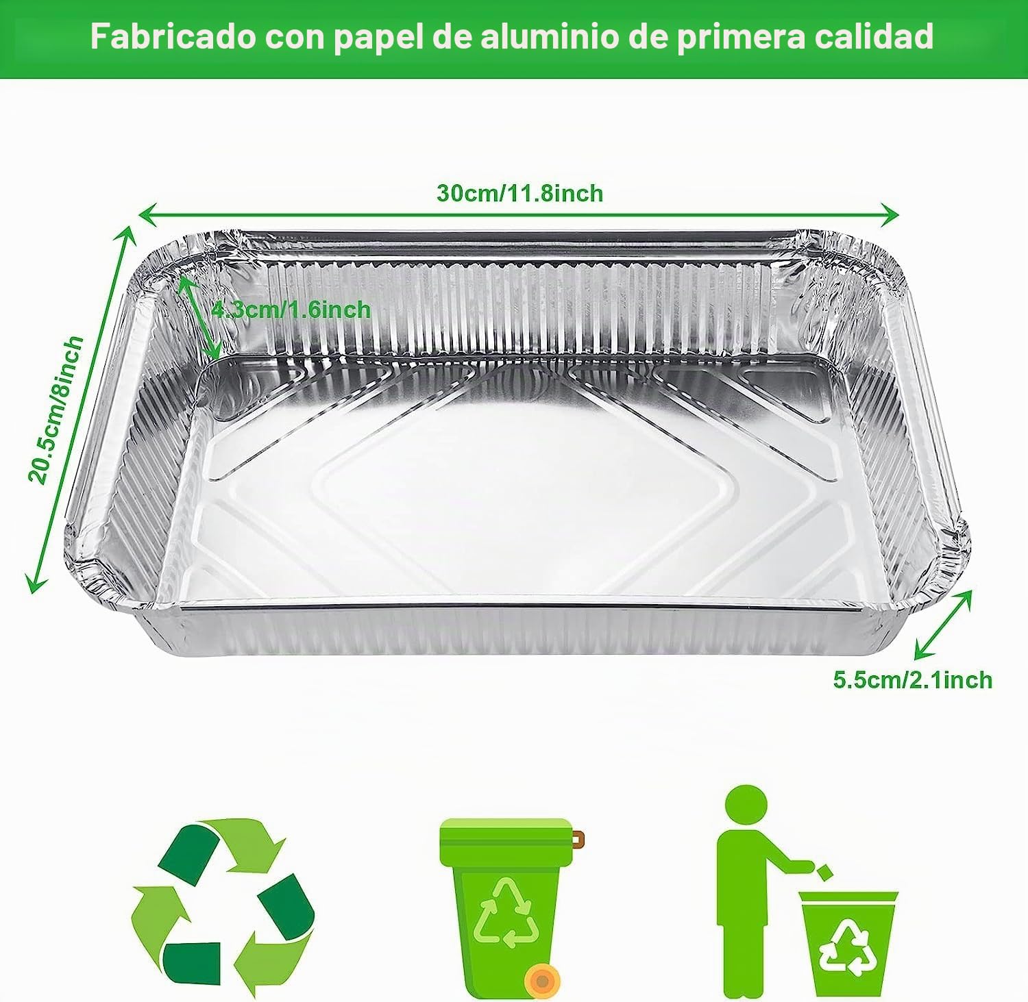 SENENQU 30 Piezas Bandejas Aluminio Desechables 2200 ml con Tapa, Recipientes Rectangulares para Horno, Asar, Congelar y Transportar Comida en Catering, Buffet, Barbacoa y Cocina Diaria