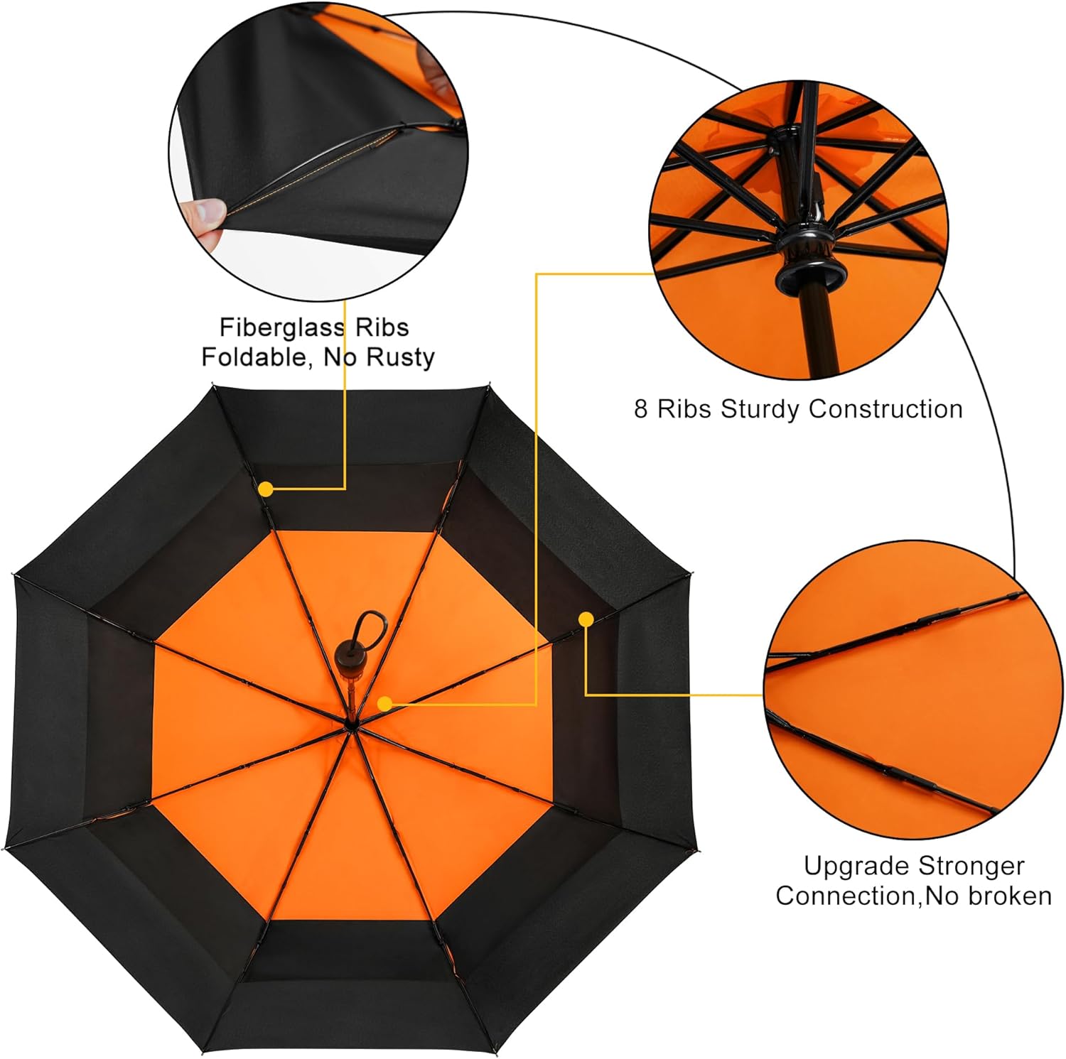 Lejorain Large Compact Golf Umbrella - Oversized Auto Open Close Folding Golf Umbrella Travel 210T Dupont Teflon Coated Vented Windproof Double Canopy for Women Men