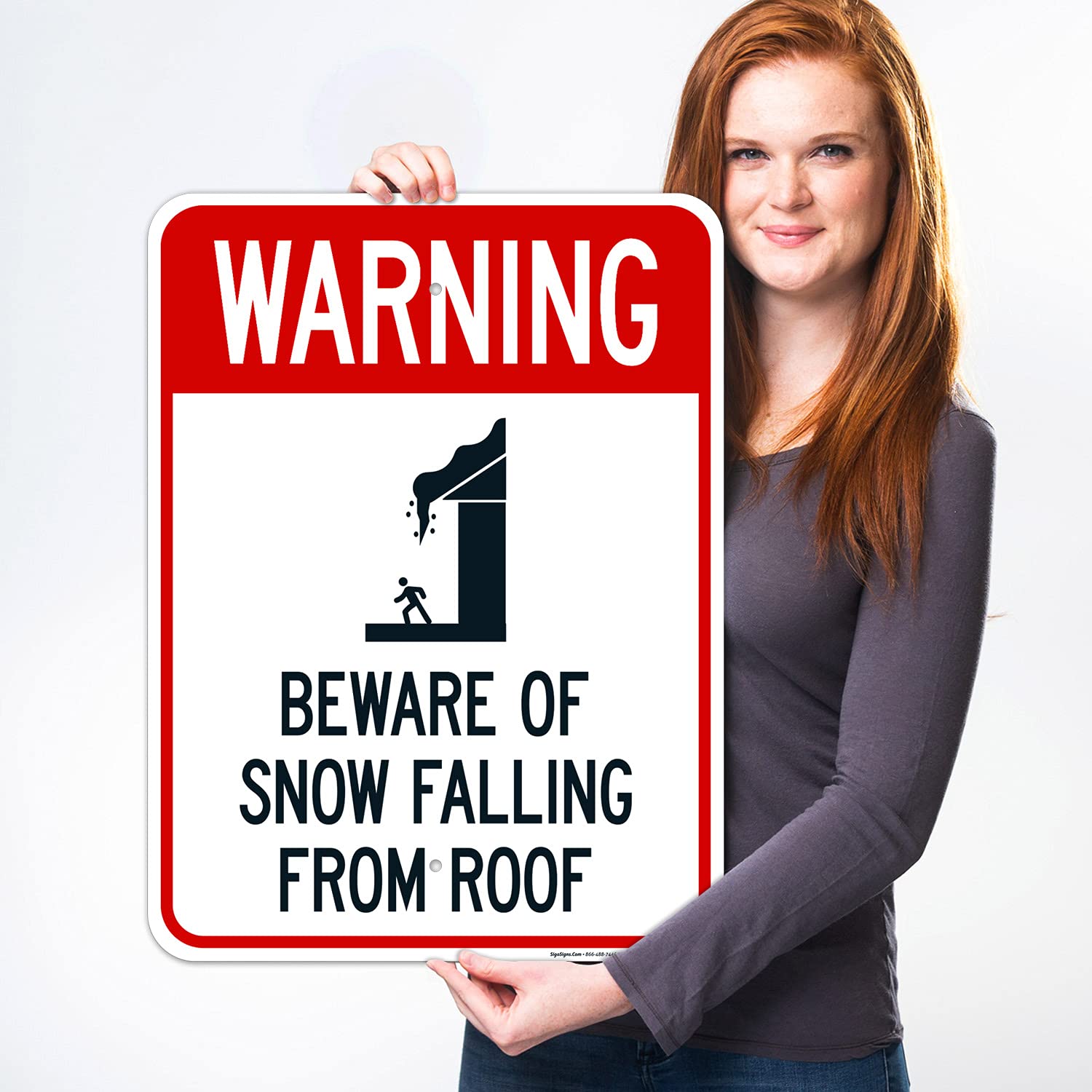 Beware of Snow Falling from Roof Sign, 18x24 Inches, 55 mil Thick HDPS (high Density polystyrene), Made in USA