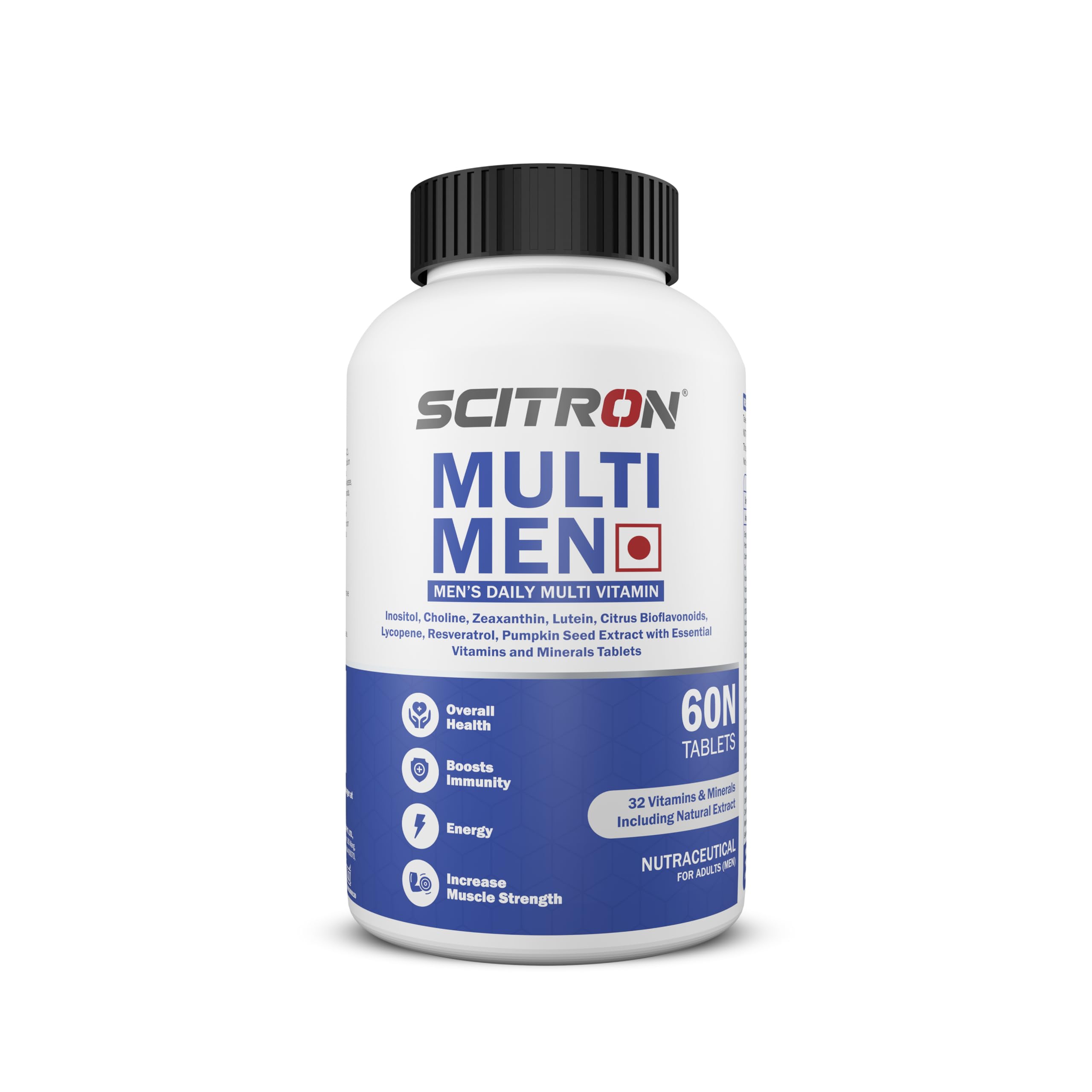 Scitron Multi Men Once Daily Multivitamin Formula (32 Vitamins & Minerals, Support for Immune, Brain & Eye) - 60 Tablets