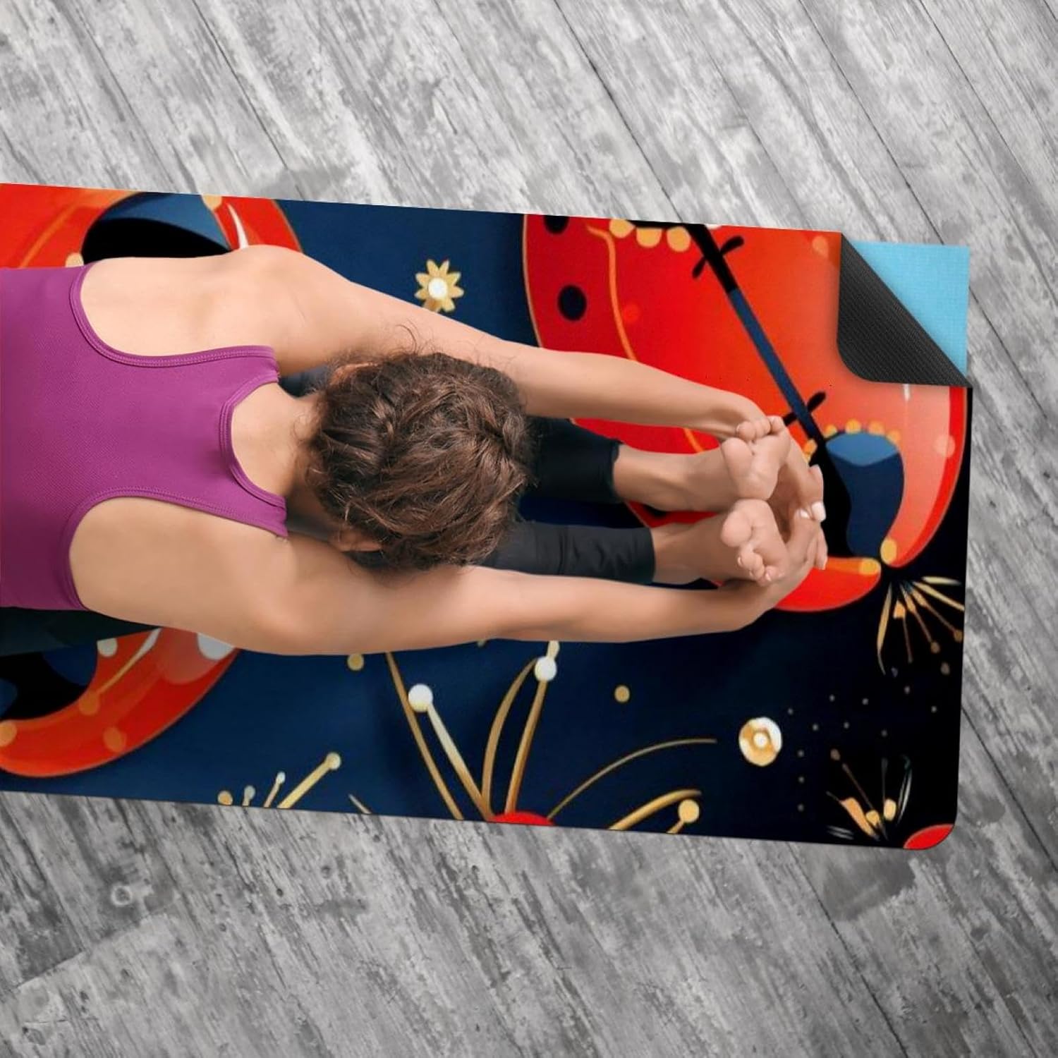 Yoga Towel, Ladybug Pattern Non Slip Sweat Absorbent Hot Yoga Mat Towel for Hot Yoga, Pilates and Fitness - 72.8" x 26.8"
