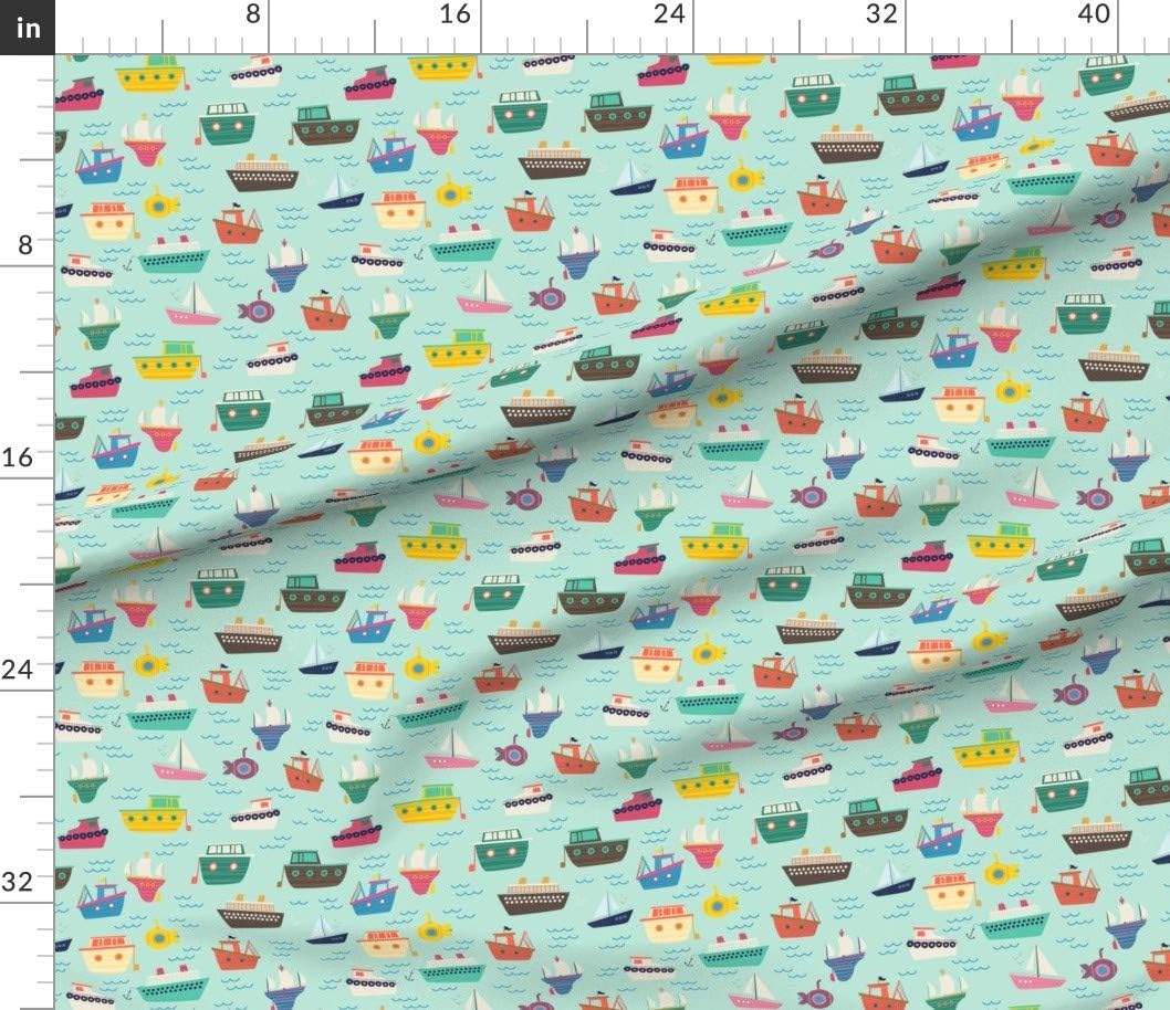 Spoonflower Fabric - Boaty Boat Boats Nursery Sea Nautical Printed on Petal Signature Cotton Fabric by The Yard - Sewing Quilting Apparel Crafts Decor