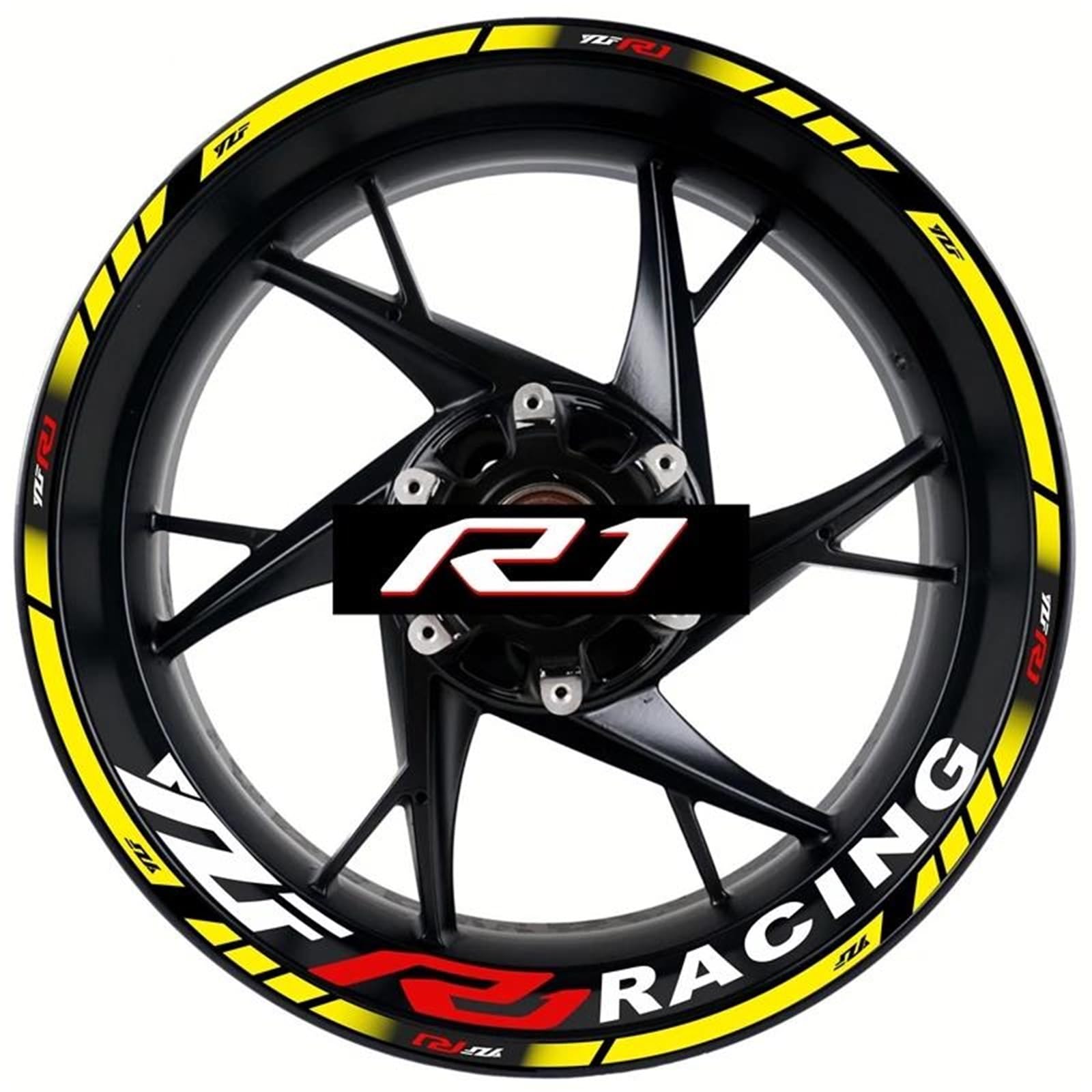 Motorcycle Decal Set Decorative Wheel Hub YZF R1 Rim Reflective Waterproof Sticker for Yamaha YZFR1 Motorbike(Color18)