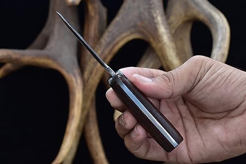 Miniatura 6 de Knives Ranch Cuchillo Dandy estilo vaquero de 5-1/2 pulgadas | Mango de palo de rosa | Funda de transporte horizontal de cuero genuino ajuste cómodo