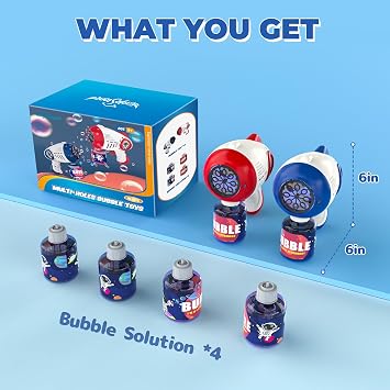 EagleStone Bubble Gun Toy for Kids 2 Pack Light Up Automatic Bubble Machine