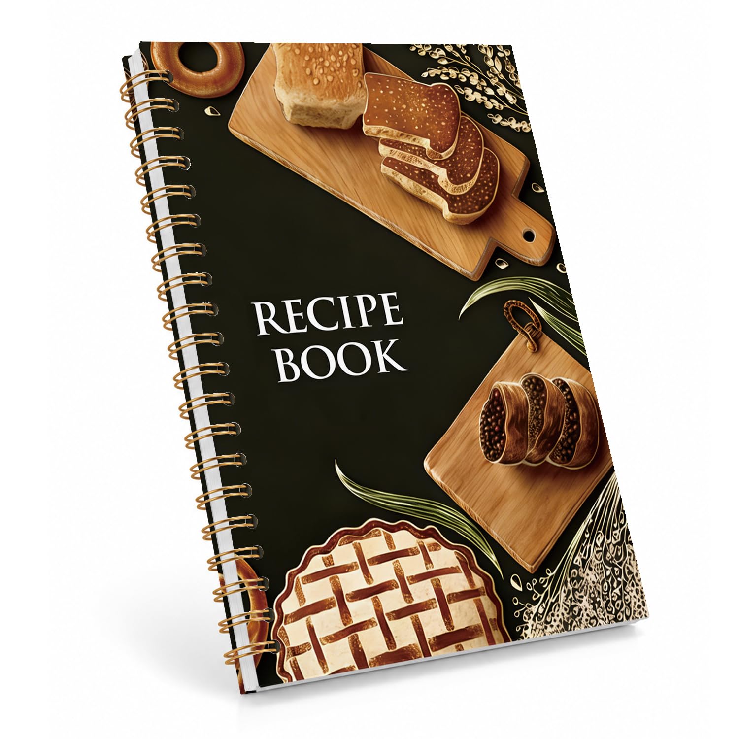 Cuaderno de recetas de repostería en espiral para mujer, diario de pan y postre, organizador de recetas de panadería rústica, cuaderno de tapa dura, regalo para panaderos, madres, cocineros