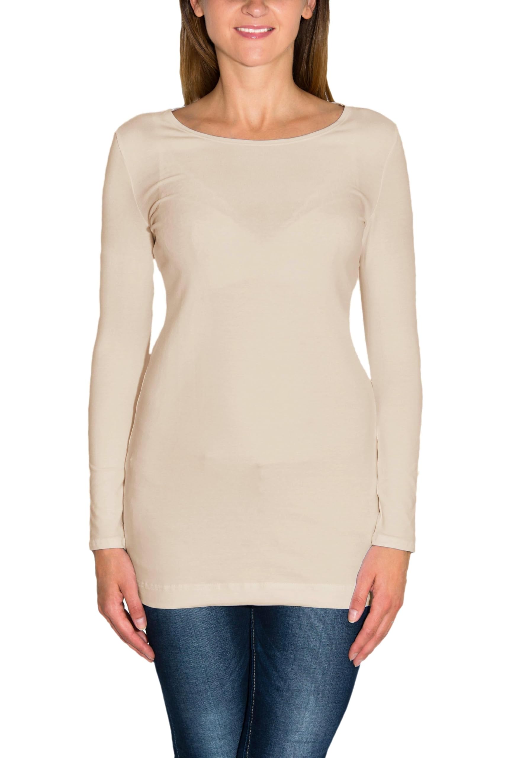 Alkato Langarmshirt Langarm Longshirt Tunika Basic Shirt