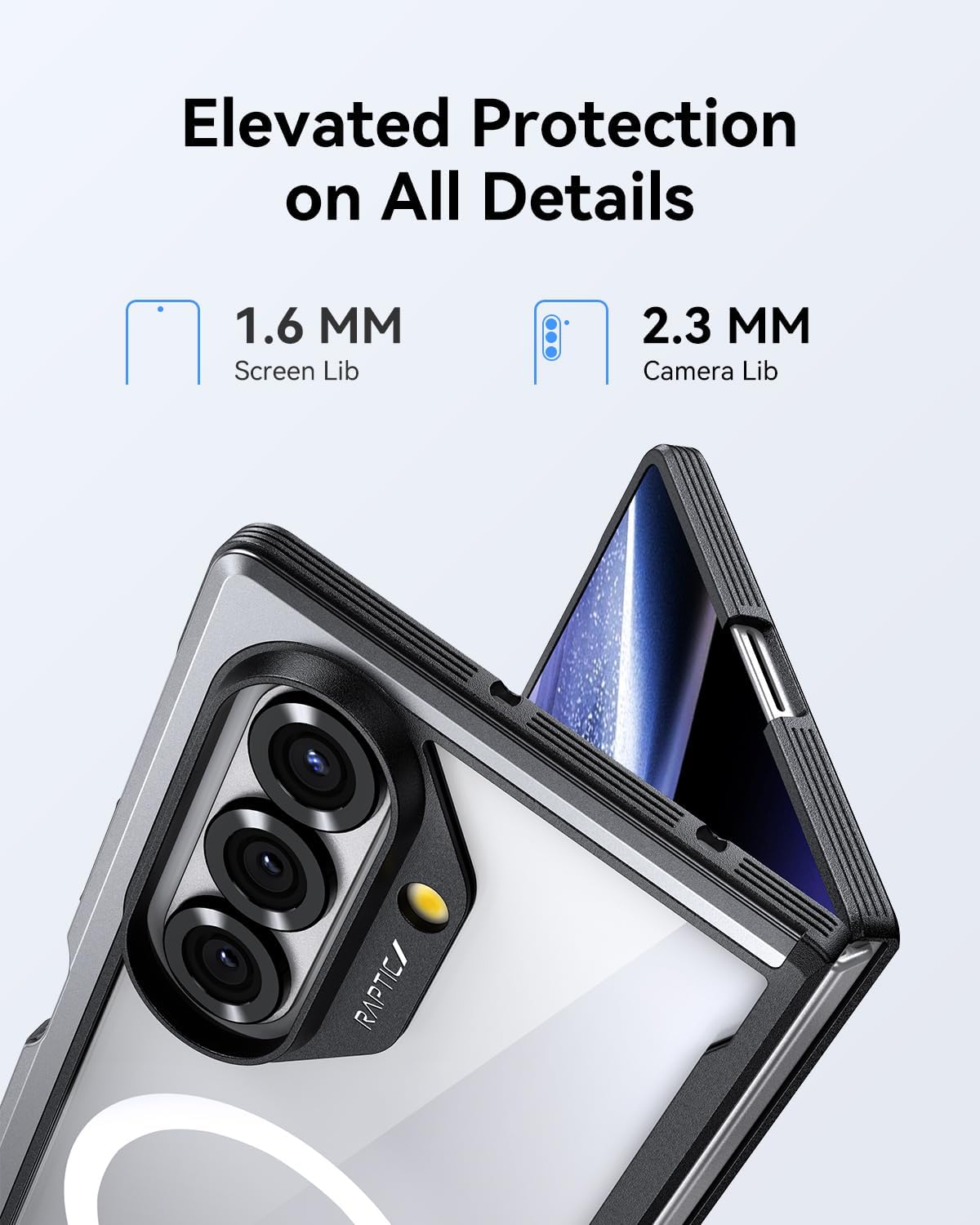 RAPTIC Shield Magnetic Clear Case for Samsung Galaxy Z Fold 7–Compatible with MagSafe, [13FT Mil-Grade Drop Protection], Anodized Shockproof Aluminum Frame Slim Case, Front Frame Made of Plastic