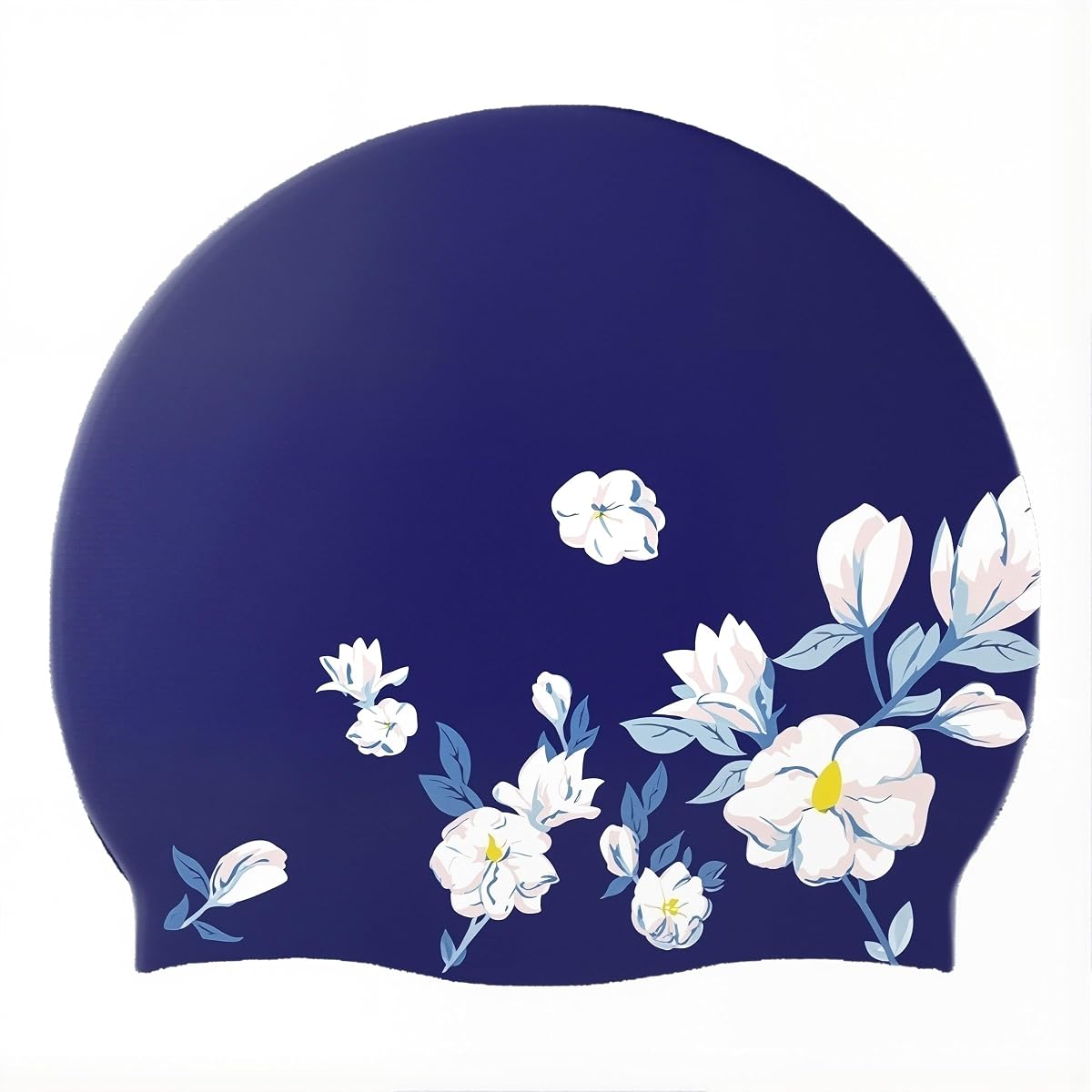 Women Swim Cap, Pretty Floral Print High-Elastic Soft Durable Silicone, Anti Slip Waterproof Comfortable Fit, Ideal for Outdoor Indoor Swimming Pool/Beach.