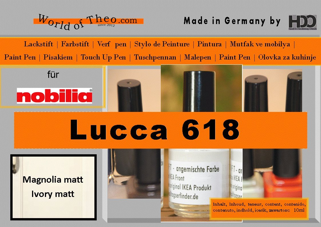 HDO Colouring Pen Touch-Up Pen for Nobilia Lucca 618 Magnolia Matt