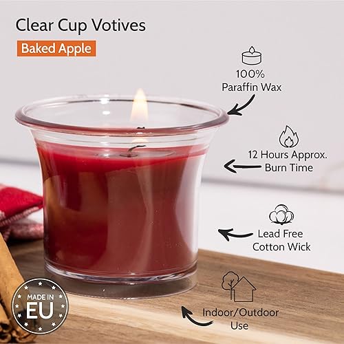Miniatura 49 de HYOOLA Clear Cup Velas votivas perfumadas – Blanco – 12 horas de tiempo de combustión – Paquete de 4 – Fabricado en Europa Blanco,Amarillo
