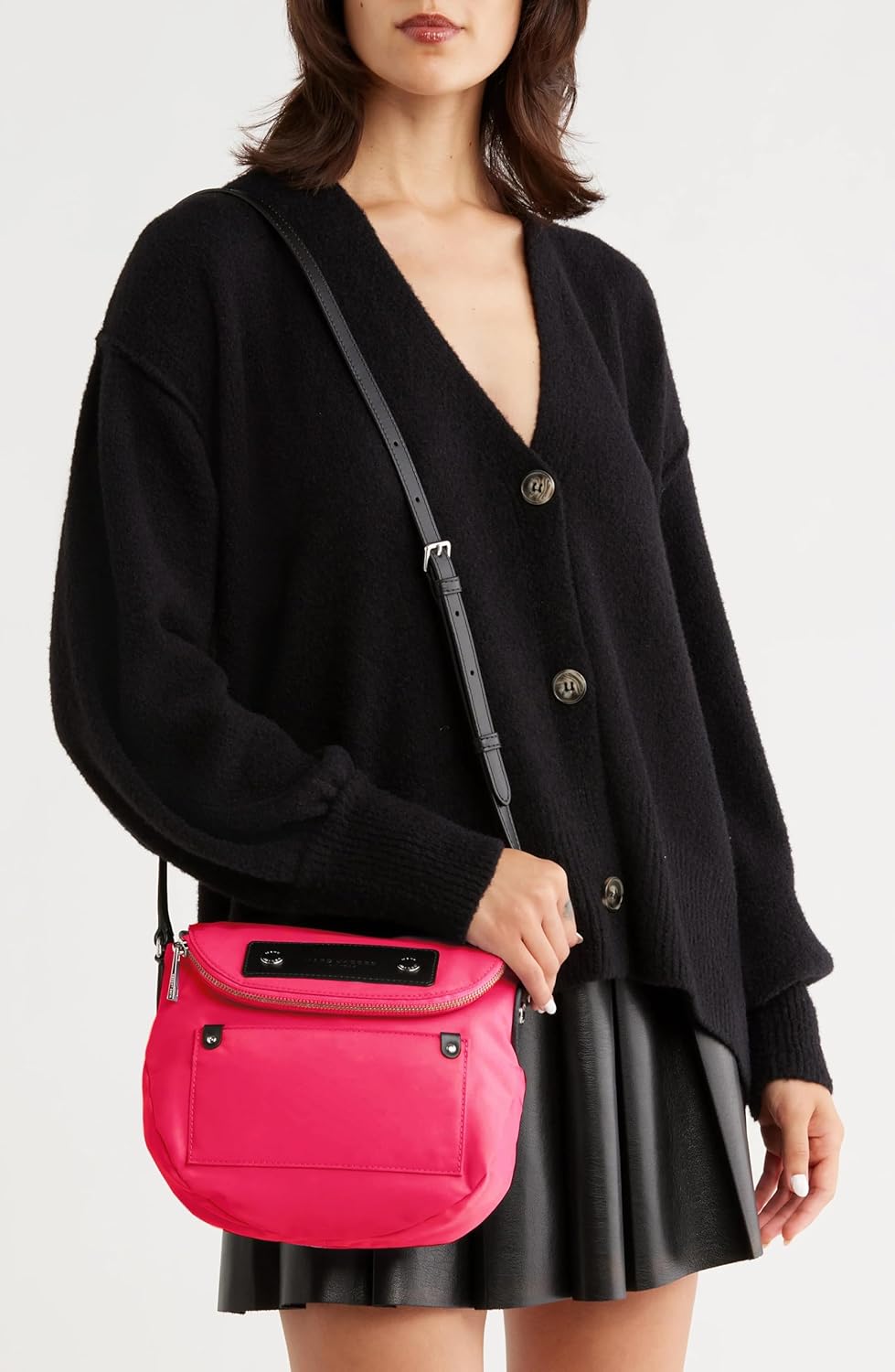 Marc Jacobs Preppy Nylon Mini Natasha Crossbody Bag (HOT PINK)