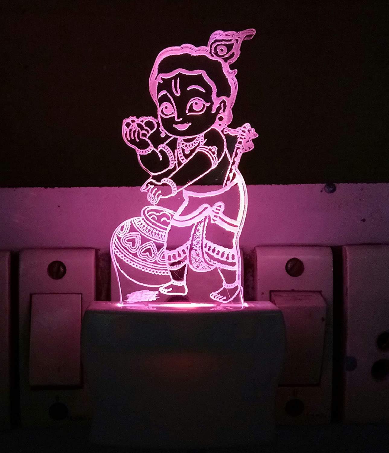 Bal Krishna Acrylic 7 Color Changing 3D Illusion LED Night Lamp. for Gift,Home,livingroom,Bedroom(Multicolour)