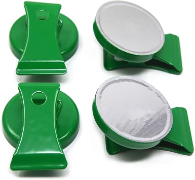 CMS Magnetics - 4-Pack Clips Green Super Strong Colorful Ceramic Magnets for Dry Erase Whiteboards, Bulletins, Refrigerator, Office, Kitchen, School, Classroom