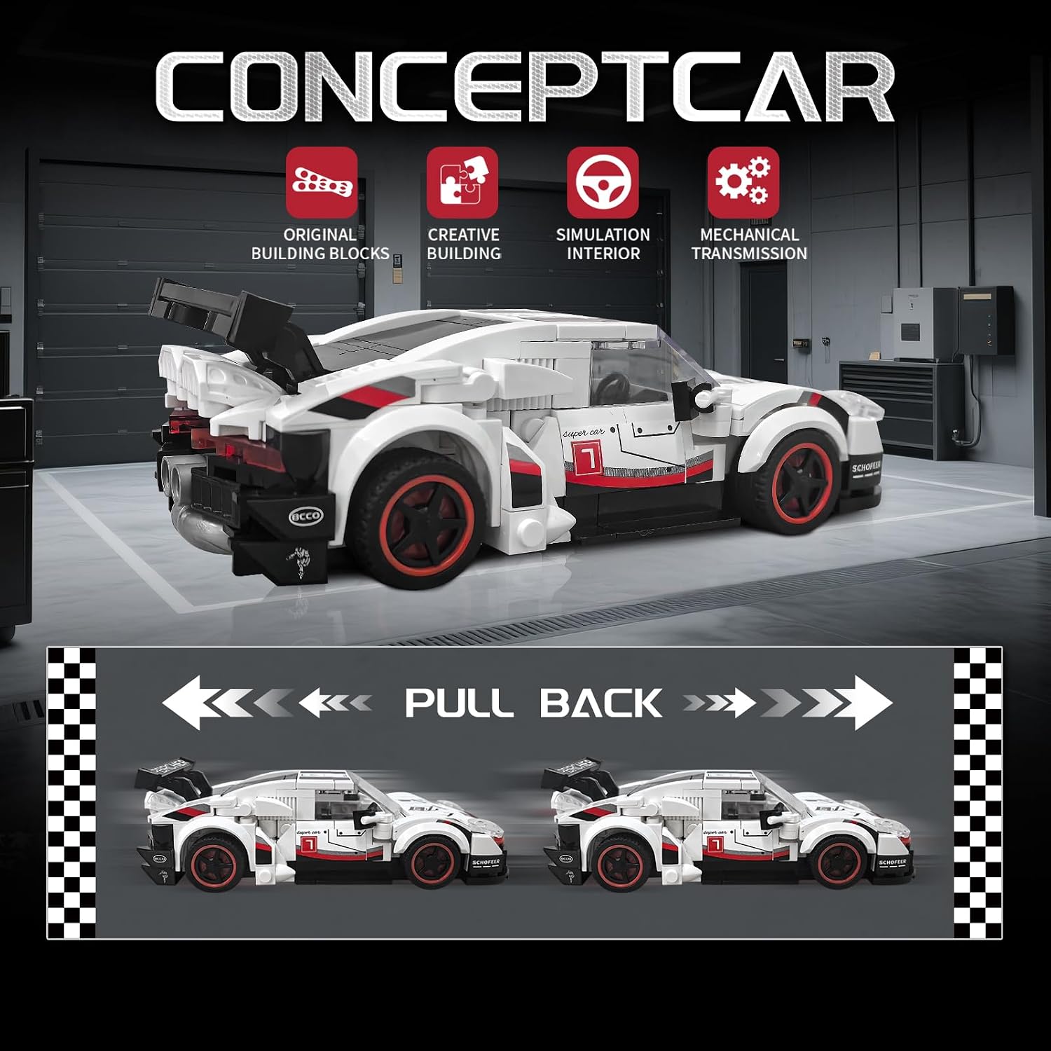 Technic Sports Cars Building Block Set, Race Car Building Kits Car Model for Ages 8+ Makes a Cool Birthday or Any Time Gift for Kids Play and Display Collection(355PCS)
