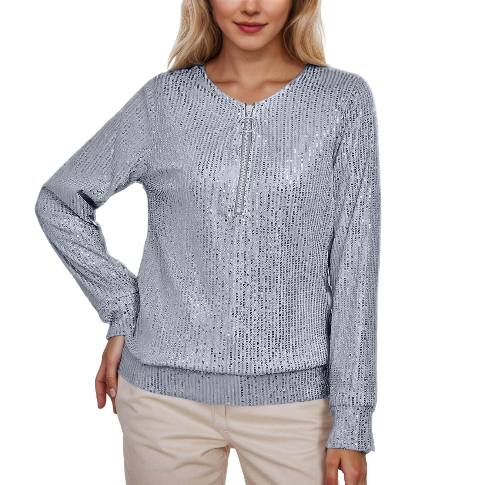 Pull pour femme à paillettes avec col carré chic