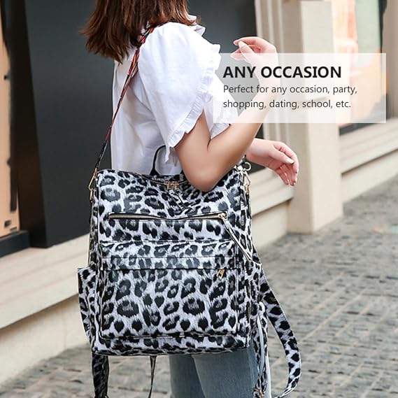 Fashionable Leopard Print Students Backpack with Large Capacity and Strong Tensile Performance, Pu Material Travel Pack for School and Graduation Gifts