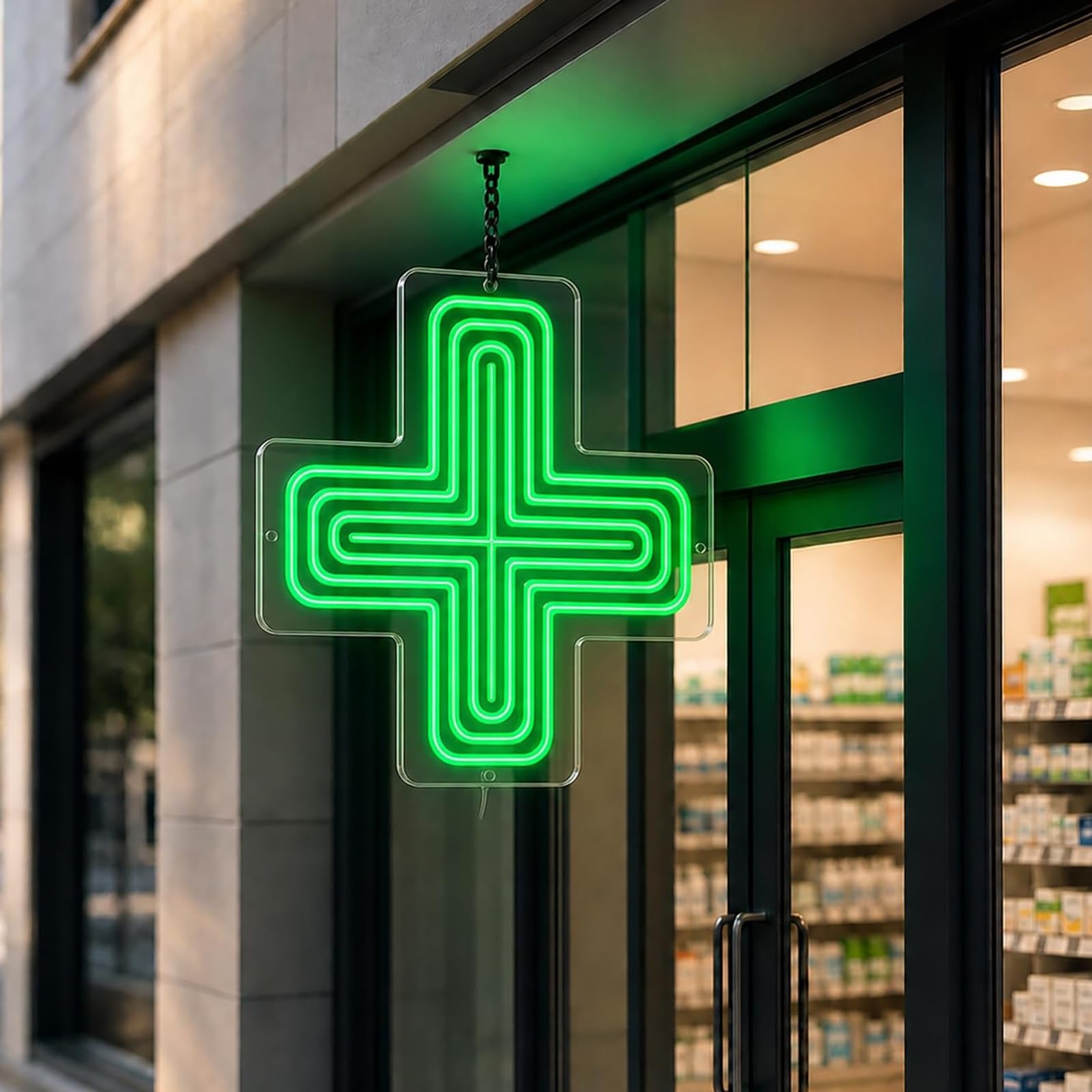 Lámpara cruzada de farmacia LED con interruptor de tracción para señalización interior de 30x30CM