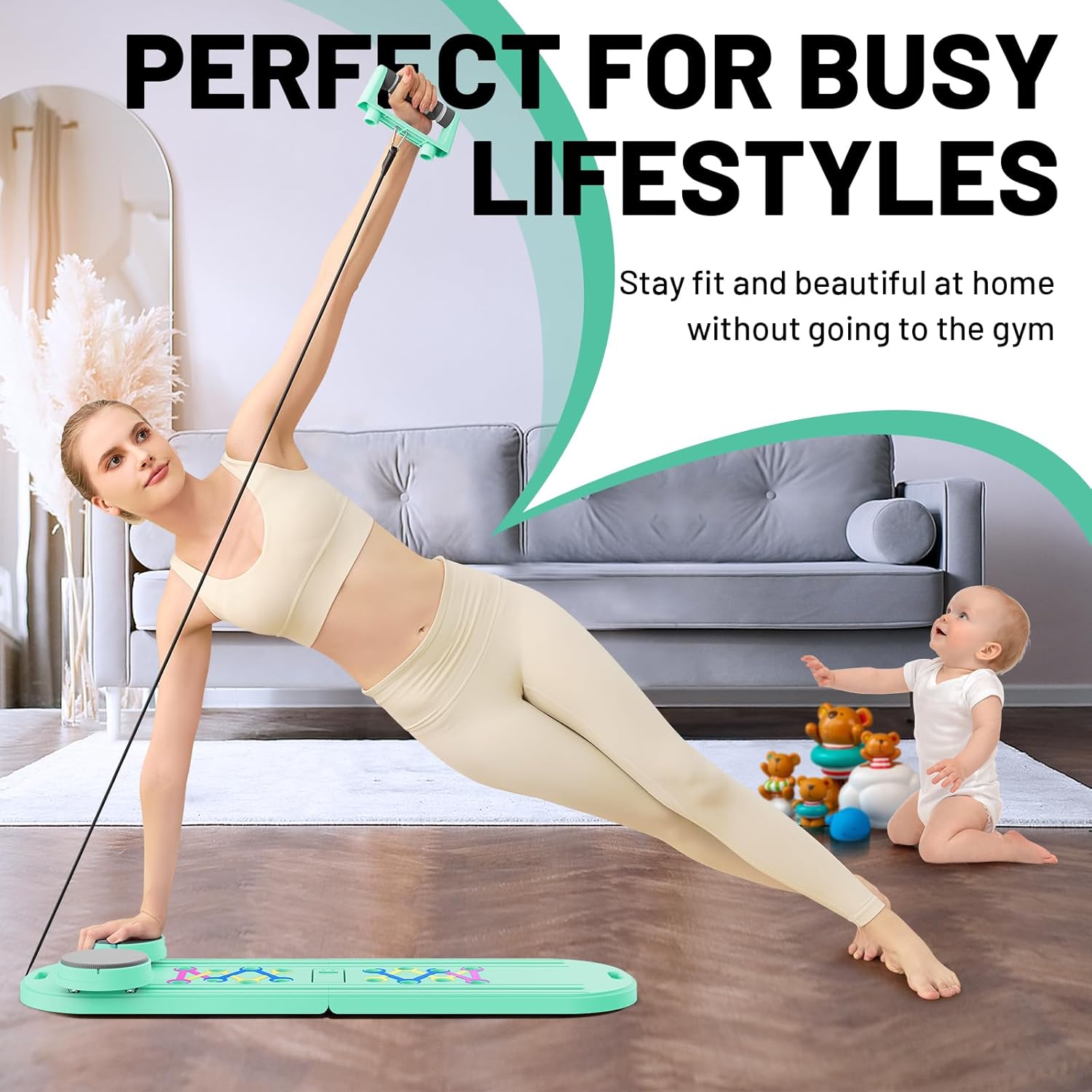 Pilates Board, Newest Multi-Purpose Portable Pilates Reformer Machine for Home, Foldable at Home Pilates Kit, Pilates Board for Home Workout Fitness Exercise, Abs, Pilates Equipment