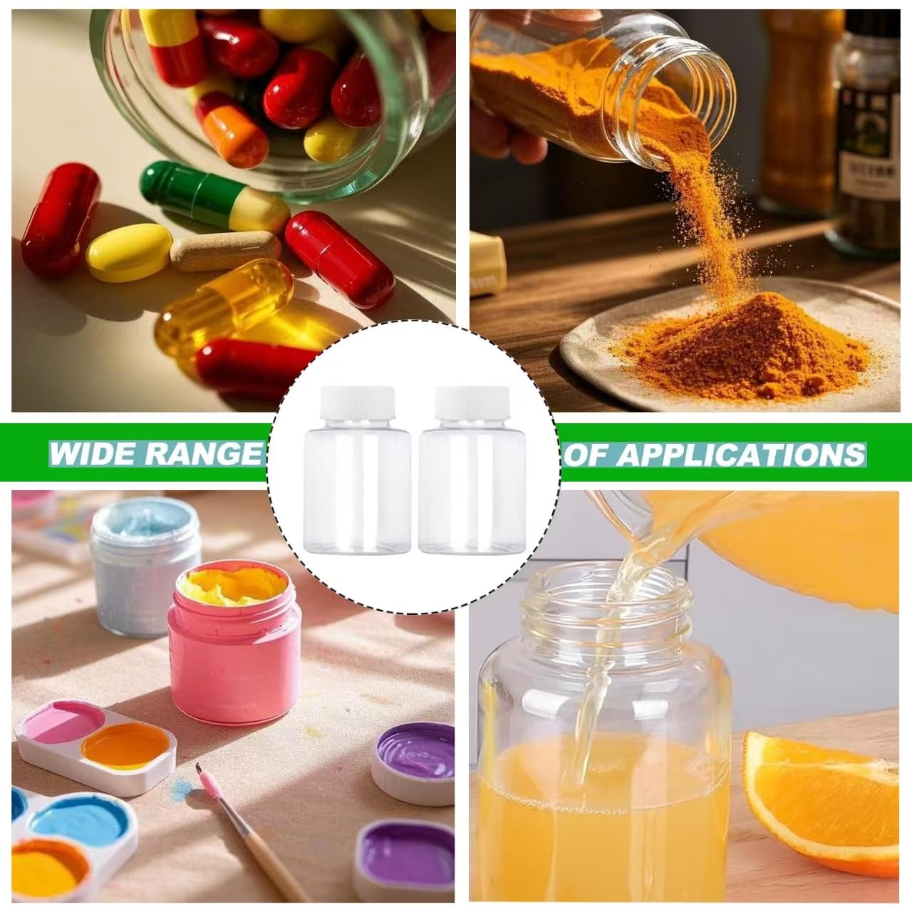 6 botellas pequeñas de plástico de 7 onzas / 200 ml con tapas, reutilizables, a prueba de fugas, botellas de PET para chupitos de jengibre, mini tarros de plástico transparentes para batidos, agua