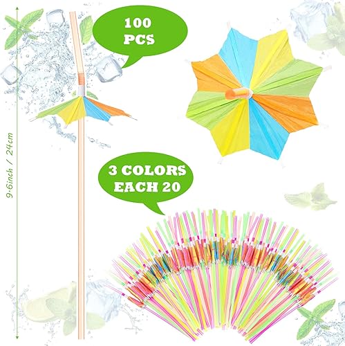 Miniatura 3 de 100 pajitas para paraguas, bebidas, cócteles, paraguas, verano, para fiesta hawaiana, playa, Luau, pajitas tropicales, bebidas, decoraciones hechas