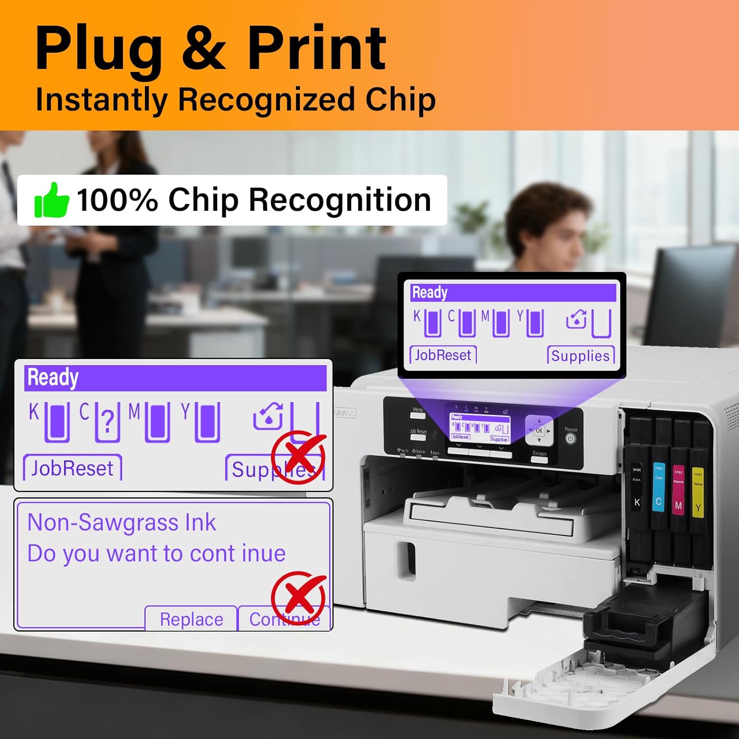 Version 3.09 SG500 Sublimation Ink Cartridges Compatible for Sawgrass SG500 SG1000 Printers, with Nano-Level Chips, Compatible with firmware Versions 3.09 and Below (BK/C/M/Y, 4-Pack)