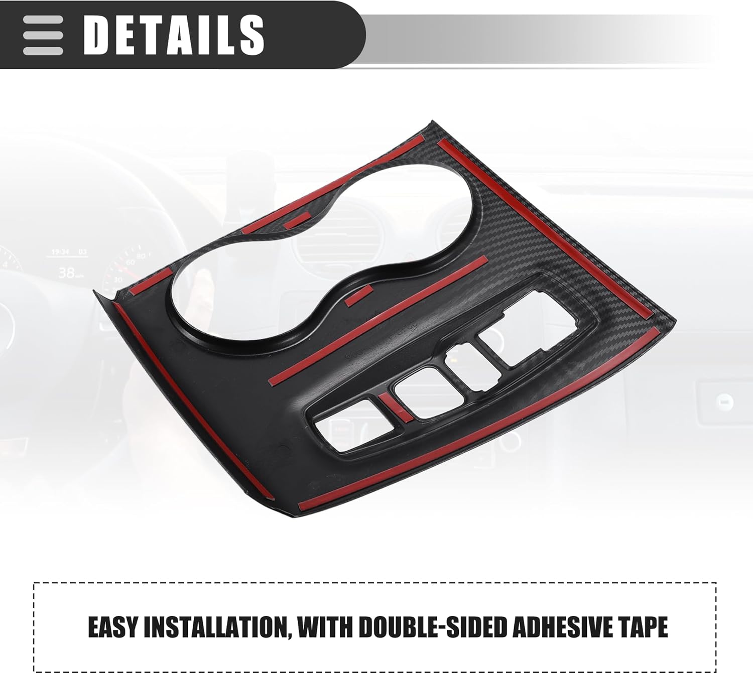 Motoforti Central Control Gear Shift Panel Cup Holder Cover, Interior Decoration Accessories, for Honda Ridgeline 2020-2023, ABS, Carbon Fiber Pattern Black