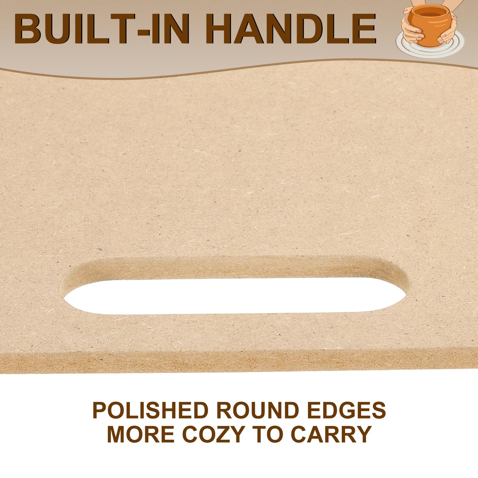 PATIKIL Wedging Board for Pottery 12" x 18" Clay Board Portable Plaster Modeling Board with Built-in Handle for Pottery Clay Ceramics - Image 2
