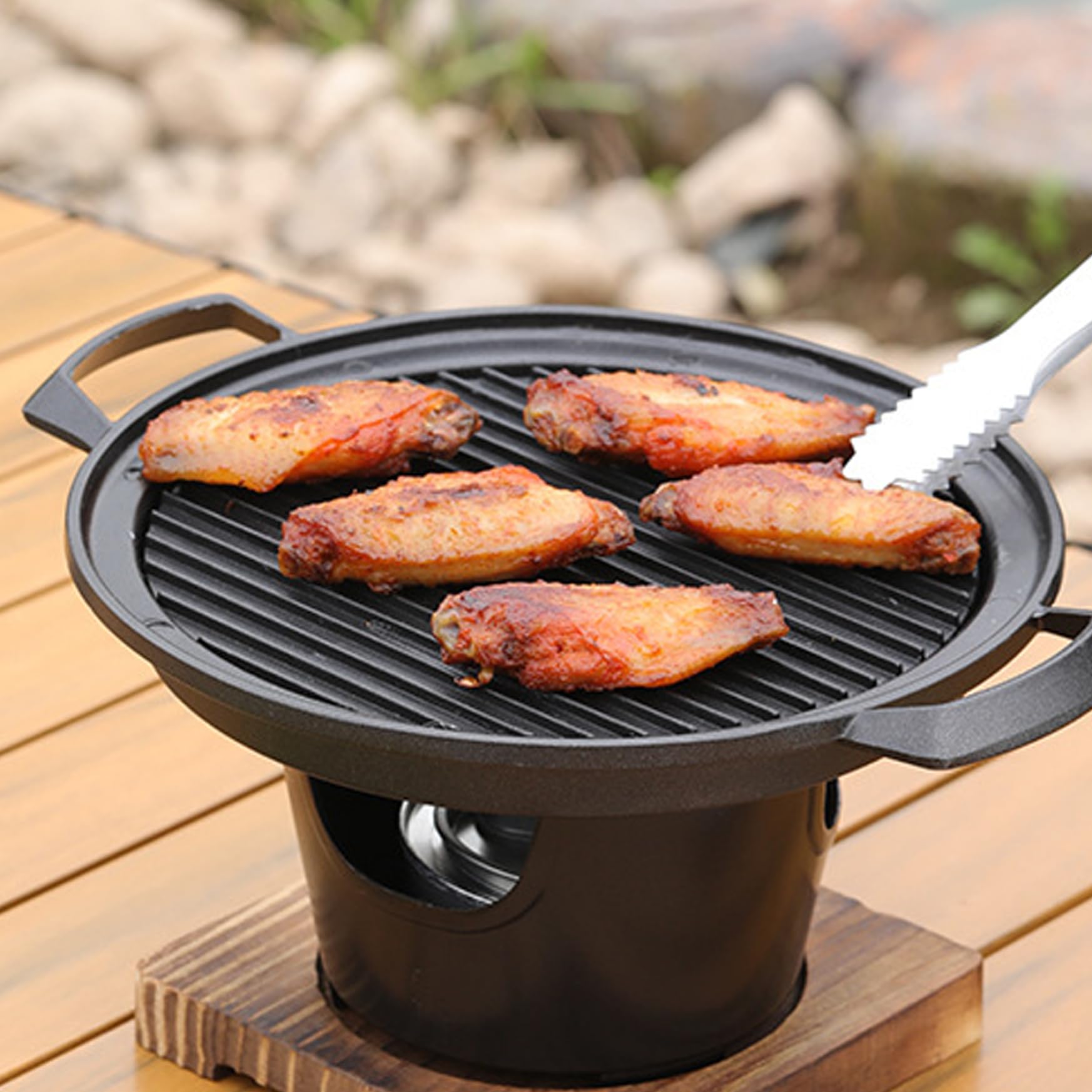Przenośny bezdymny koreański grill – nieprzywierający grill stołowy Chal dla łatwego montażu, idealny do użytku domowego, kempingu, spotkań na świeżym powietrzu i tylnej klapy.