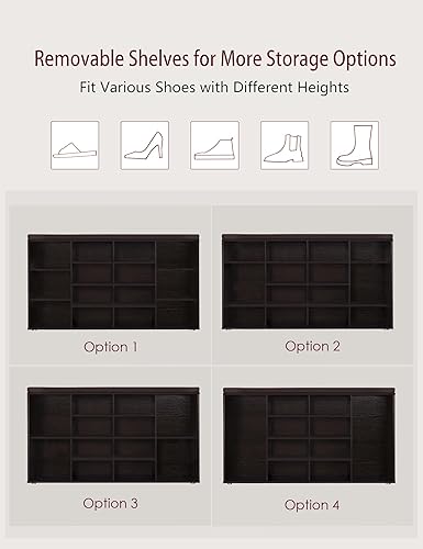 Miniatura 135 de DINZI LVJ Banco organizador de zapatos con cojín, zapatero de 9 cubos y estantes ajustables, multifuncional, para salas de estar, dormitorio, Gris