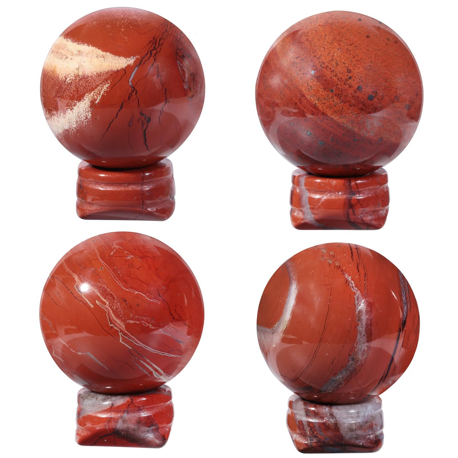 KYEYGWO 4cm Natural Red Jasper Ball Decor with Gemstone Stand - Image 3