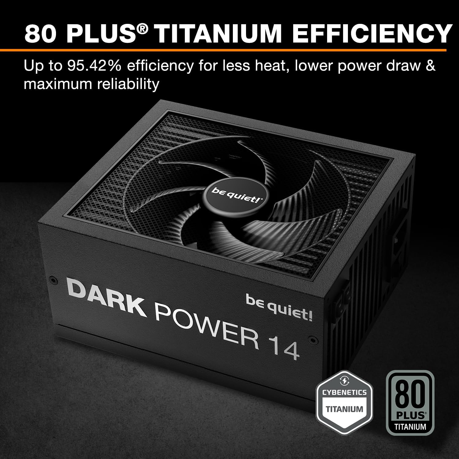 be quiet! Dark Power 14 1200W, ATX 3.1, 80 Plus® Titanium, Modular Power Supply, Active and semi-Passive Cooling, PCIe 5.1, PCIe 5.0 and PCIe 4.0 Graphics Cards, 12V-2x6 Cable Included, Silent Wings