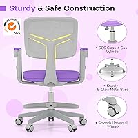 Vista 74 de GLACER Silla de escritorio para niños, silla de estudio giratoria de malla ajustable con ruedas, brazos, silla ergonómica para computadora con Verde