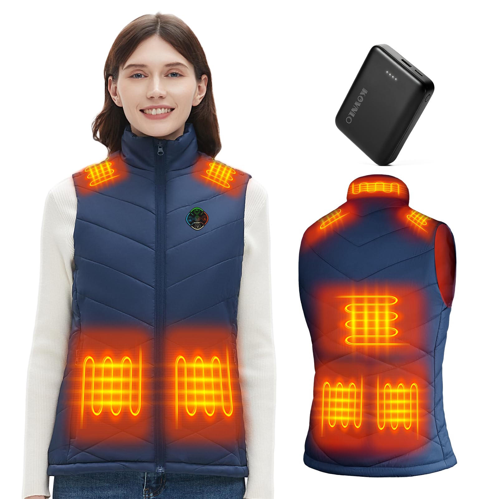 KOVNLO Heated Vest for Women With Battery Pack Included, Smart Controller with Light-out Design, Electric Heated Jackets