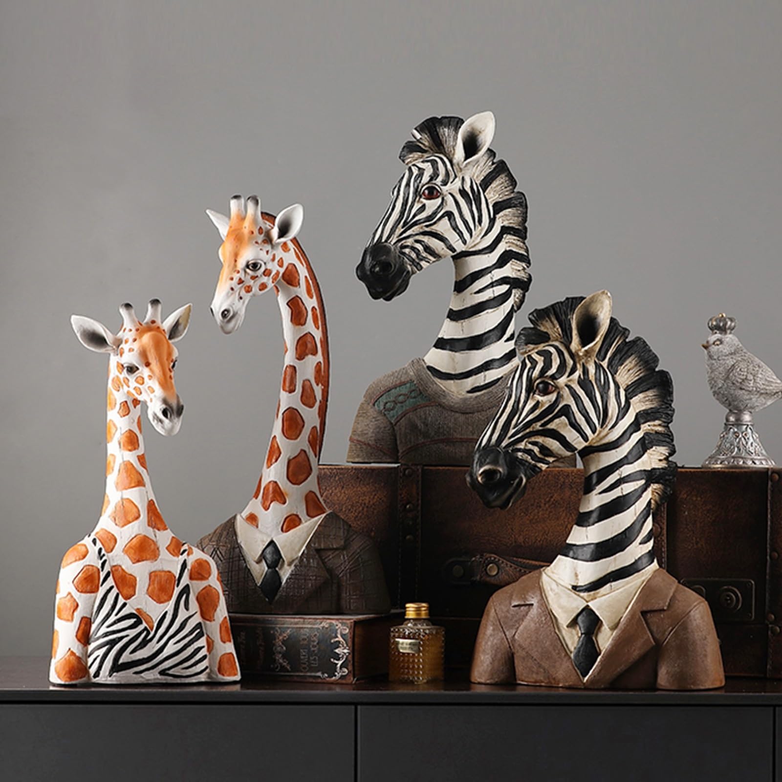 Amazon.com: LEIYTFE Animal Bust Statue Resin Zebra Giraffe