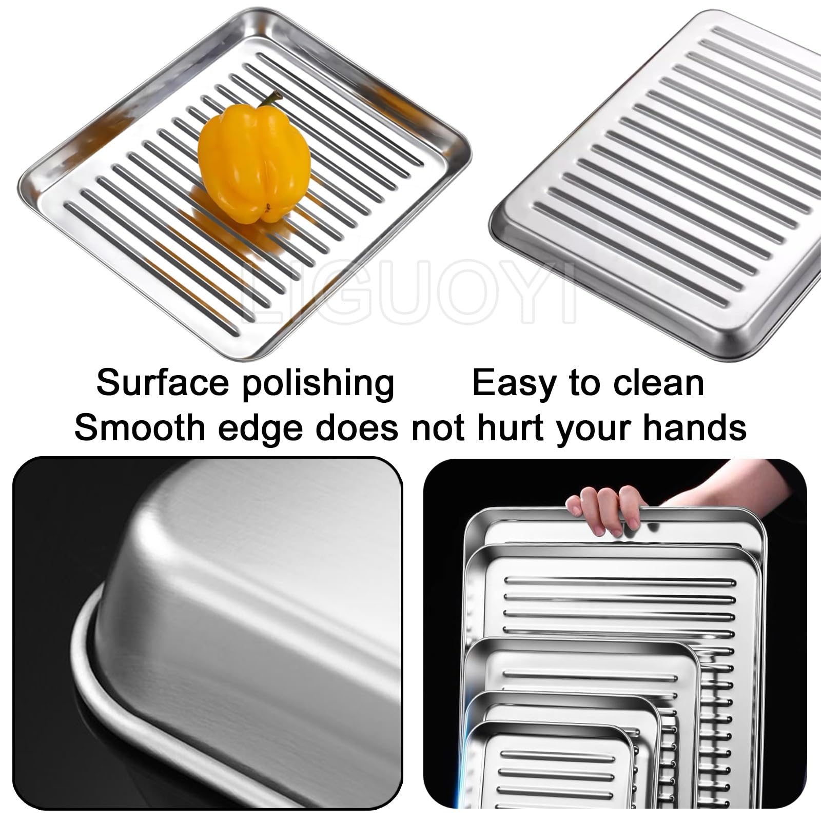 Bandeja Rectangular para Horno Tostador, Antiadherente, de Acero Inoxidable, con Rejilla de enfriamiento, Resistente al Calor, Bandeja de Metal Resistente a la deformación (320 x 2