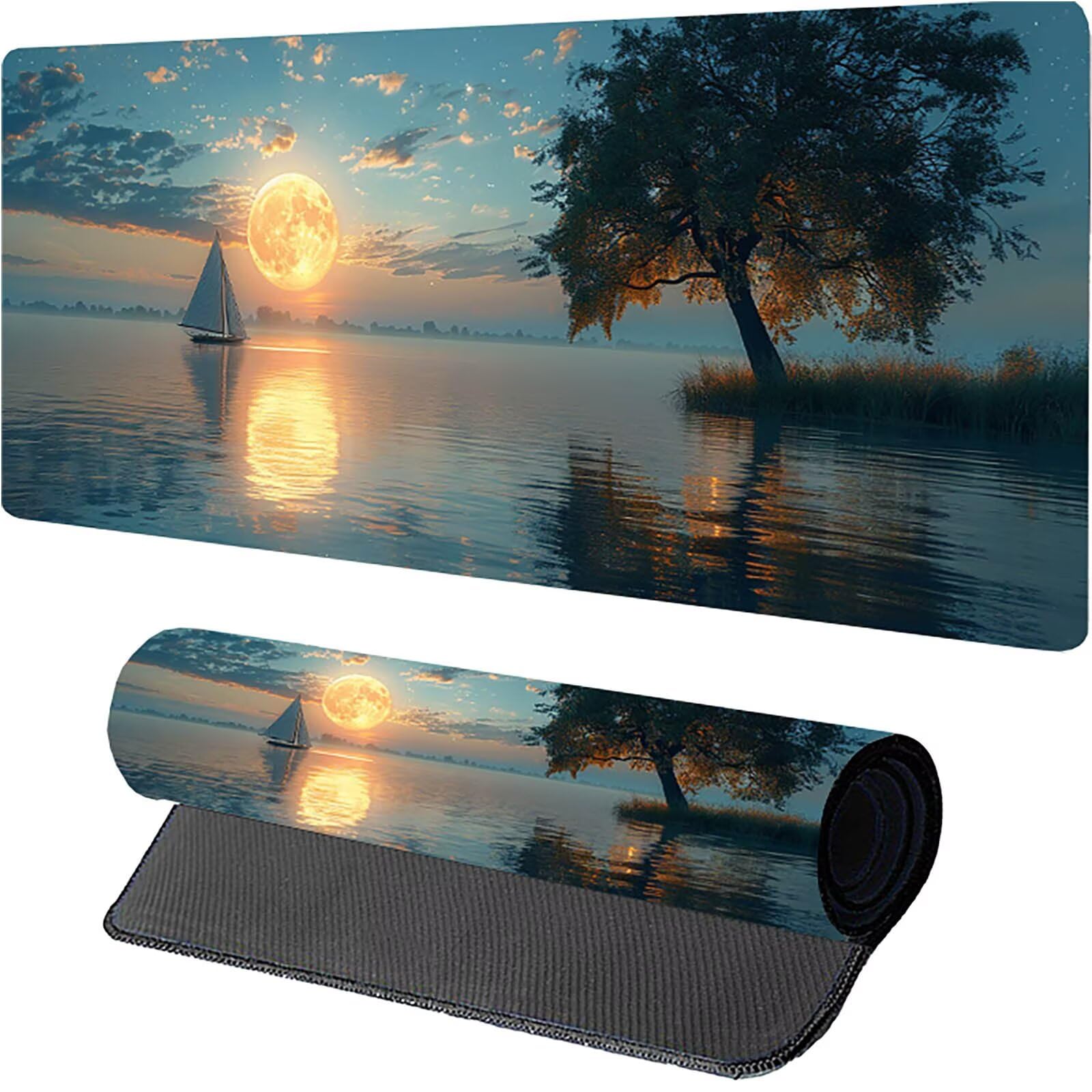 Tappetino Mouse XXL 1500 x 800 mm, Tappetino Mouse Luna, Gaming Mousepad Migliorare la Velocità e la Precisione, Mouse Pad con Base in Gomma Antiscivolo, Ufficio Accessori Gaming, Grigio C-1184