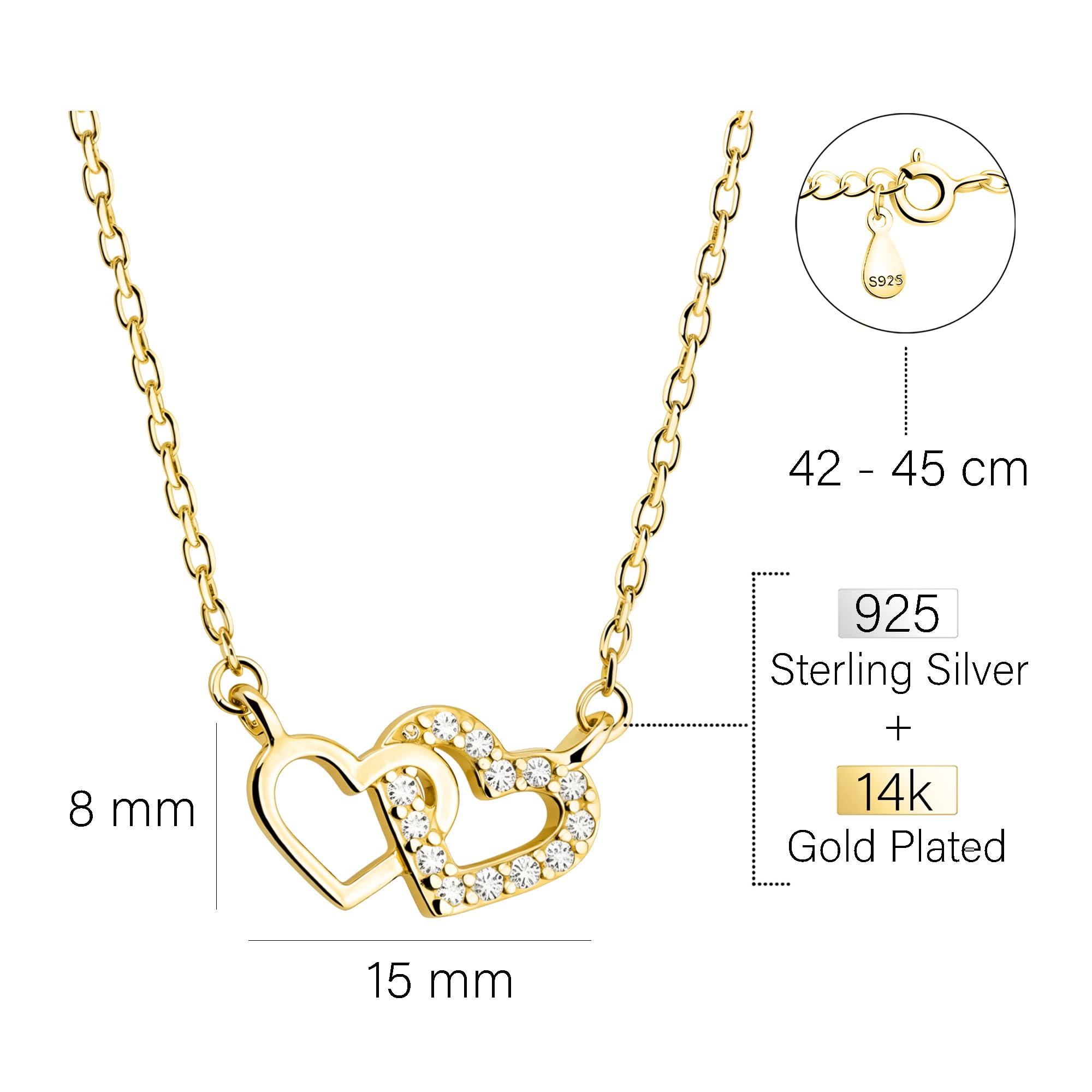 Sofia Milani - Collar para Mujeres en Plata de Ley 925 - Con Circonita - Colgante de Corazón
