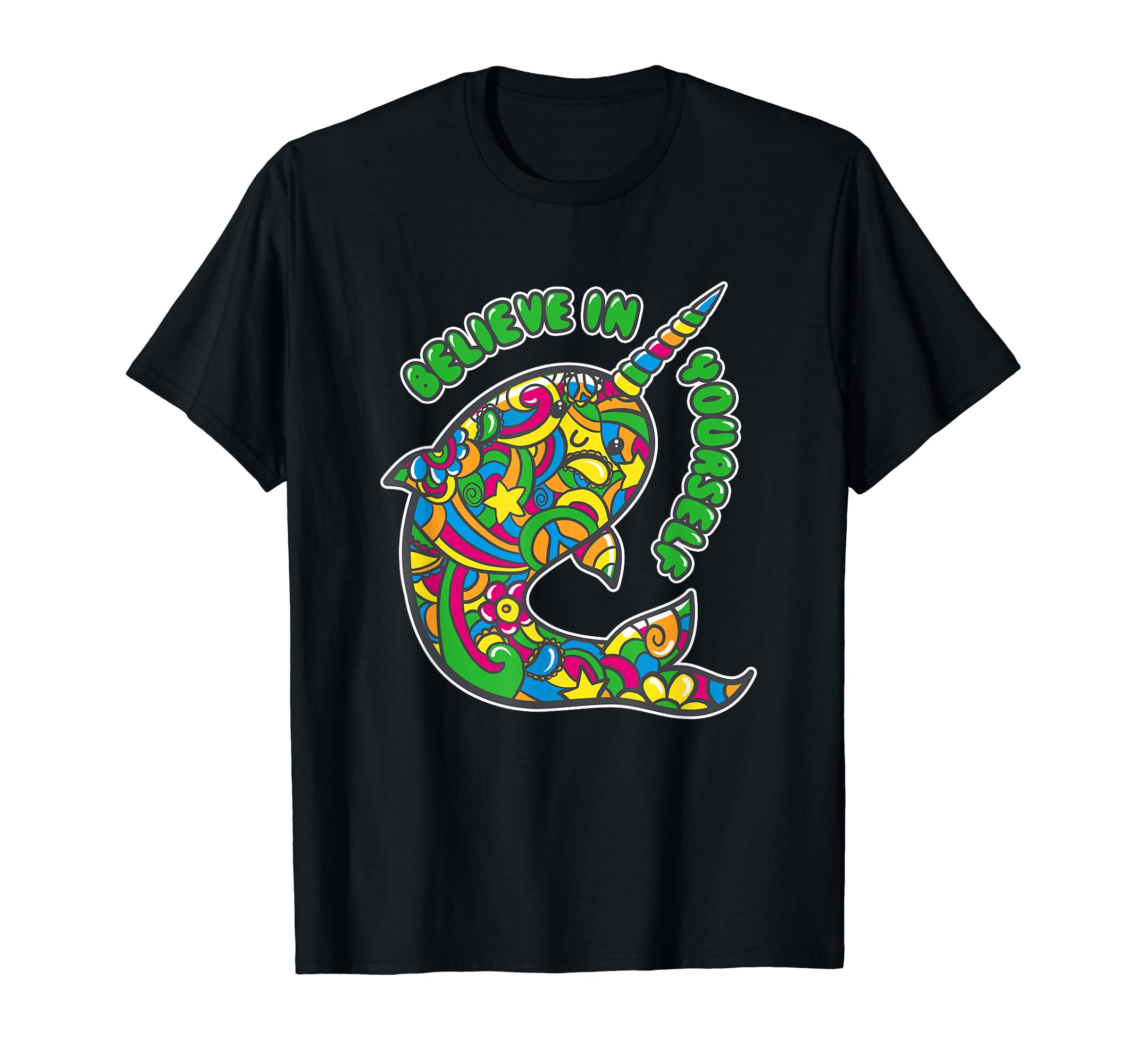 FishbiscuitDesignsNarwhal T-shirt | Believe in Yourself Shirt | Rainbow Art