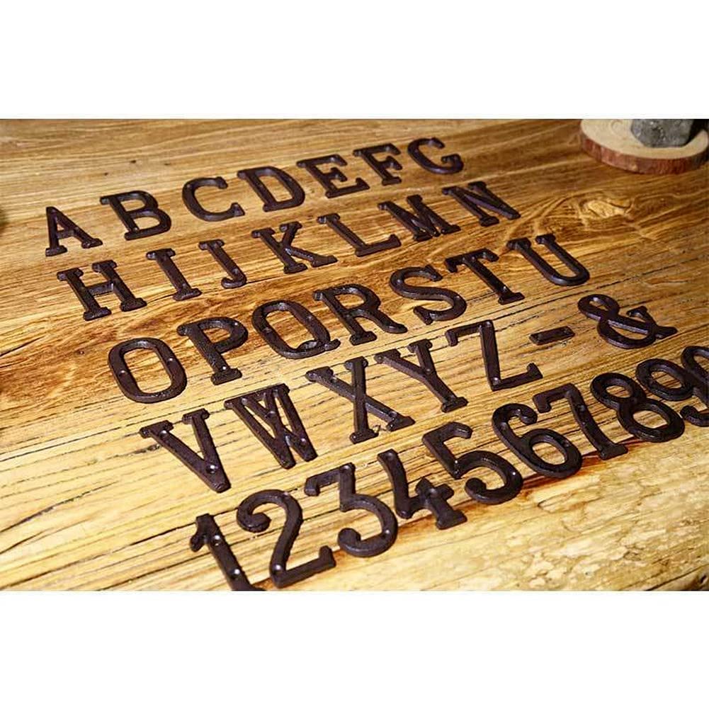 ausuky 1pc Cast Wrought Iron Black Antique House Door Alphabet Letters and Numbers Plaques (O)