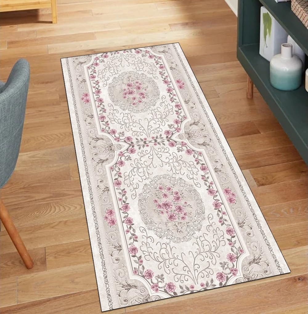 Alfombra de cocina lavable con base antideslizante y diseño vintage largo