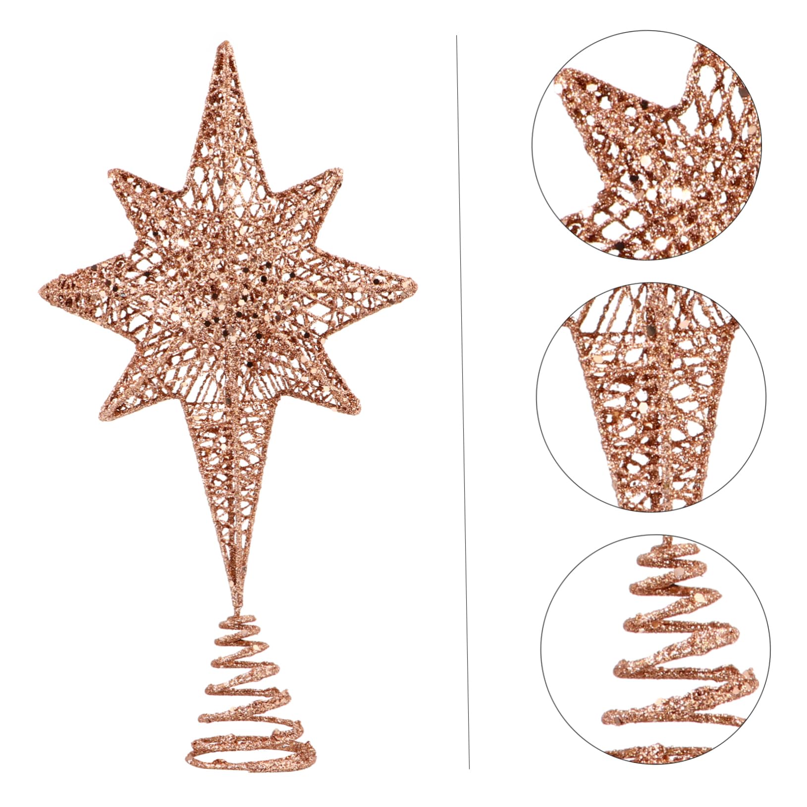 ifundom Lot De 3 Décorations De Sapin De Noël De Luxe Étoile À 8 Branches Enduit De Paillettes Robuste