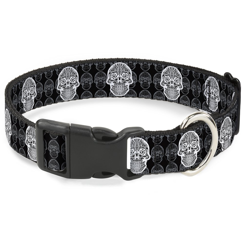 Collier Buckle Down crânes 3,8 cm pour les balades urbaines et randonnées avec grand chien
