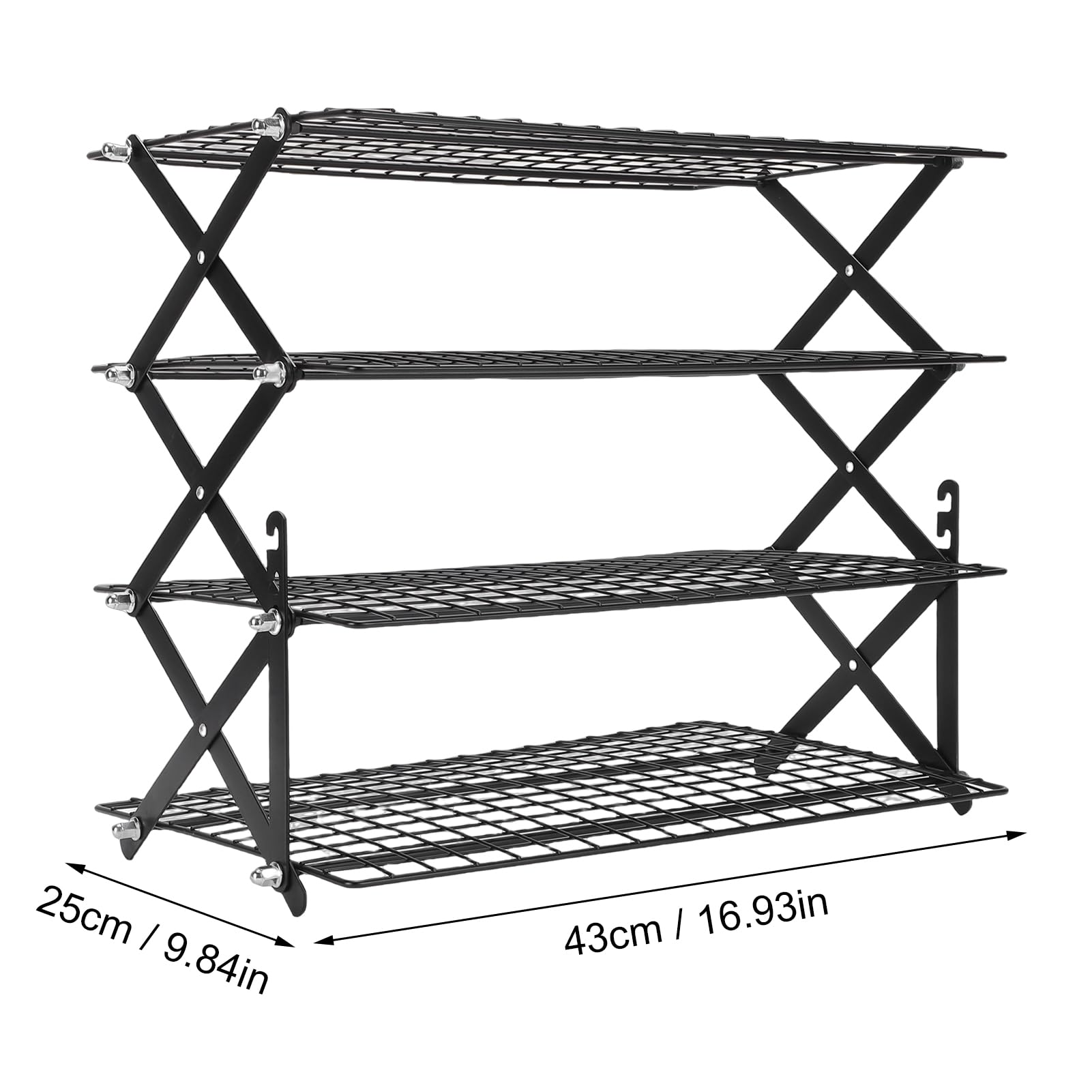 Rejilla de Enfriamiento Plegable de Hierro de 4 Niveles para Hornear, Flujo de Aire Eficiente para Galletas, Pasteles, Pan, Entusiastas de la Repostería de Pizza