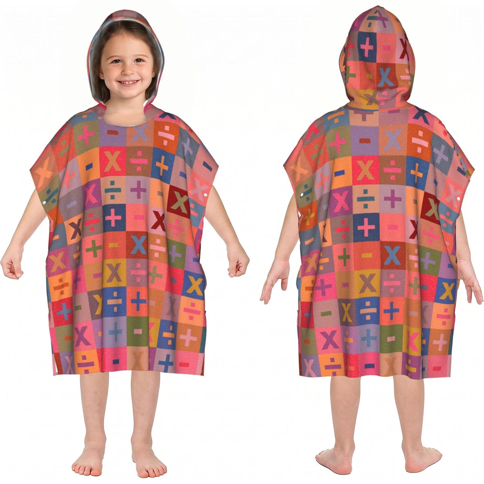 Noble Ren Mathematical Symbols Geometry Hooded Kids Beach Towels Girls Boys Swimming Coverings Towels Bath Towels, Bathrobes, And Ponchos Absorb Water Quickly And Dry Well