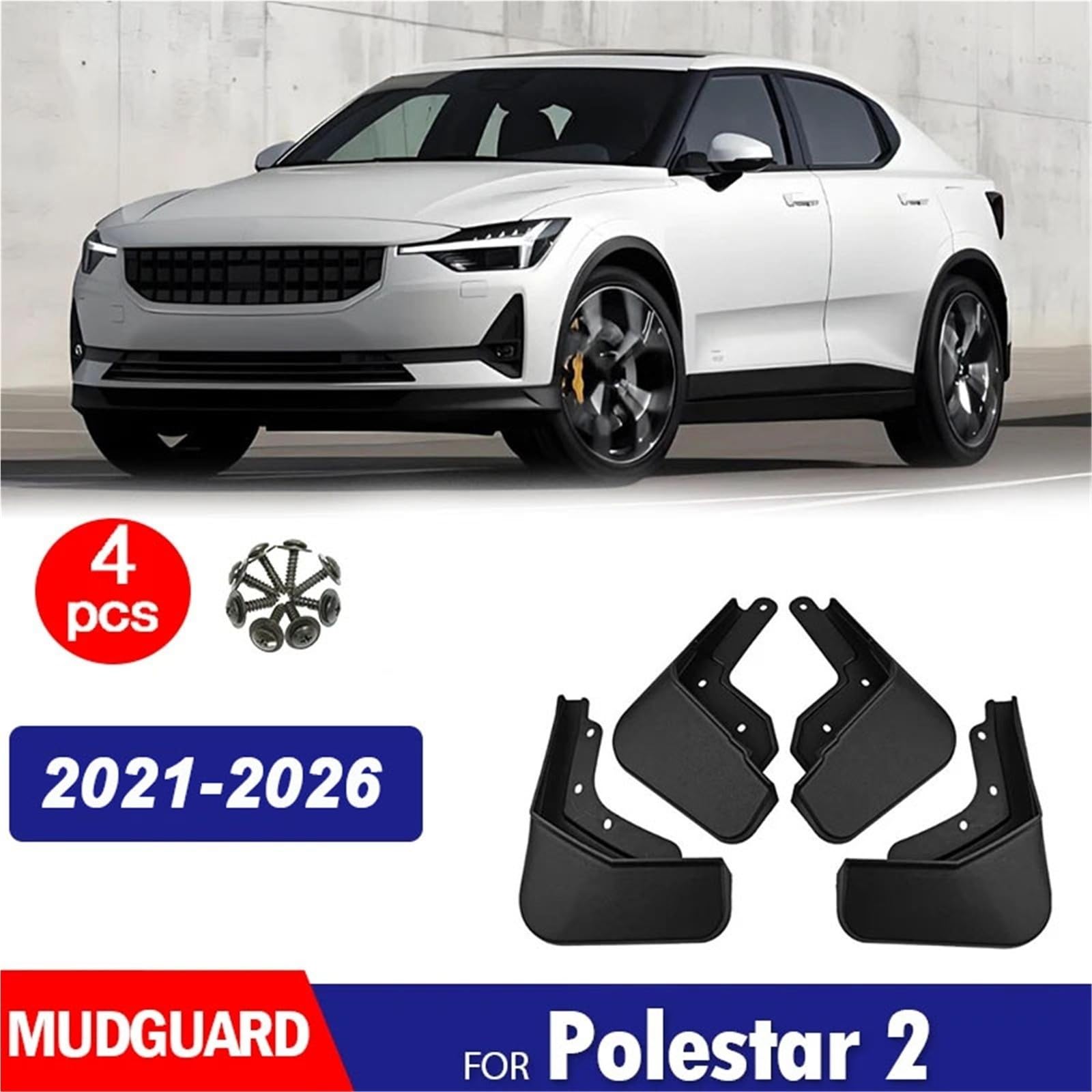 Błotnik Samochodowy Kompatybilny Z Akcesoriami Polestar 2 | 4 Szt. Błotnik Samochodu Chlapacze Guard Splash Chlapacze Stylizacja Zewnętrzna