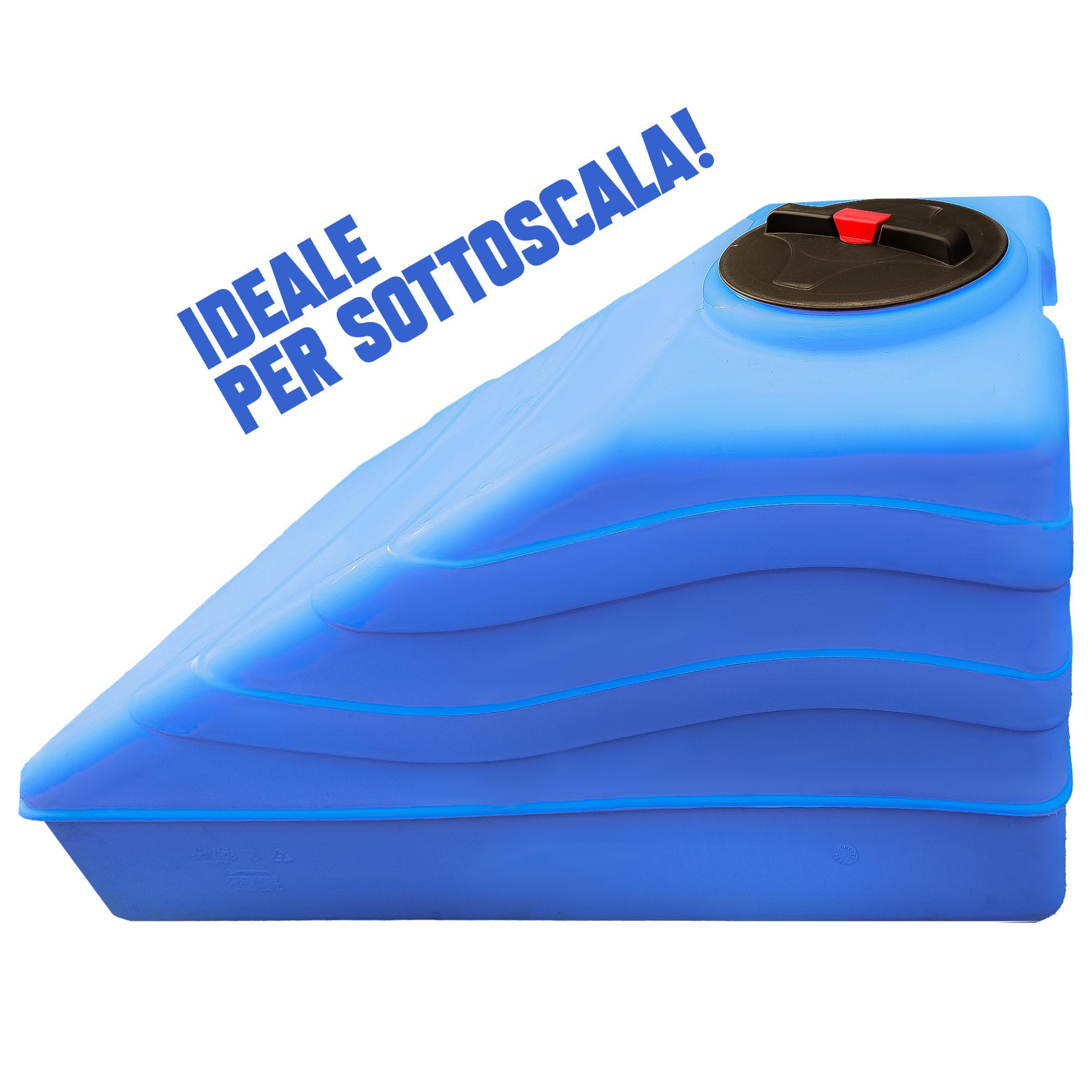 ESTO Serbatoio Acqua per Acqua Potabile 300L per Sottoscala, Cisterna Blu in Polietilene per Uso Esterno Predisposizione Rubinetto, Resistente Made in Italy (300 Litri)