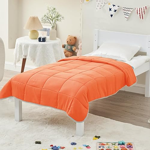 Miniatura 7 de yescool Manta con peso para niños (7 libras, 41 x 60 pulgadas, naranja) Manta pesada refrescante para dormir, perfecta para 60-90 libras, manta