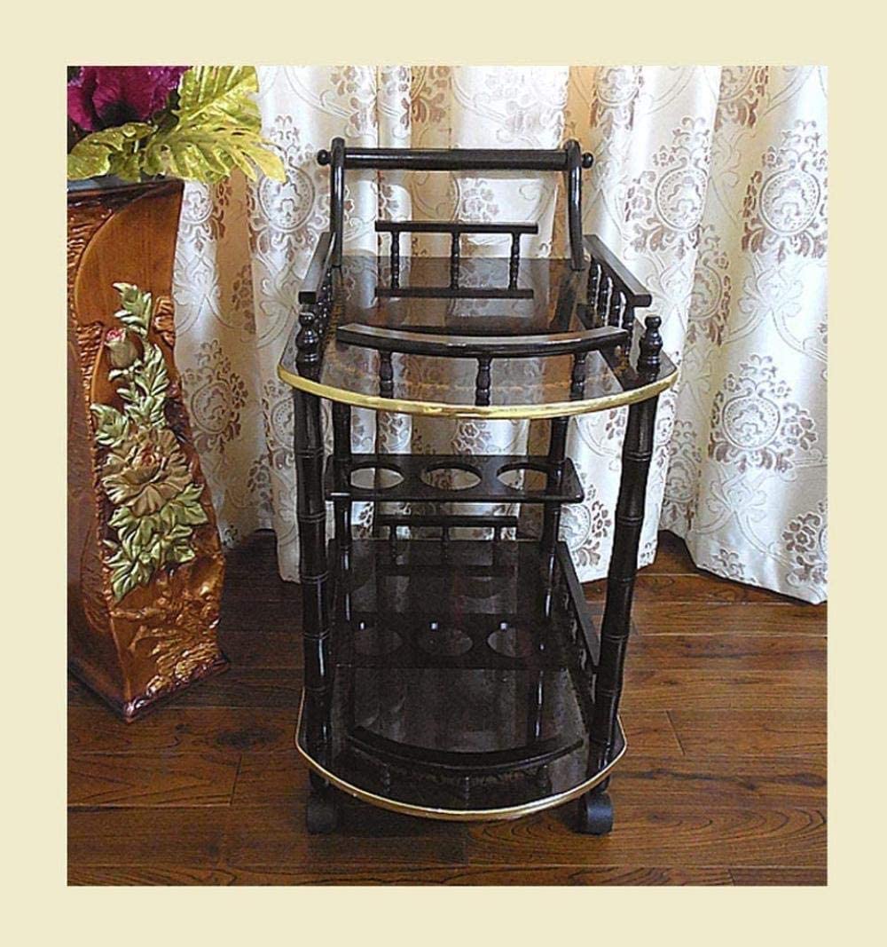 Carrello Bar con Ruote per servire, Cucina da Patio, per Feste, Carrello da Cucina, Carrello da Catering, Pannello in Legno massello, Carrello da Bar in Vetro a 3 Livelli