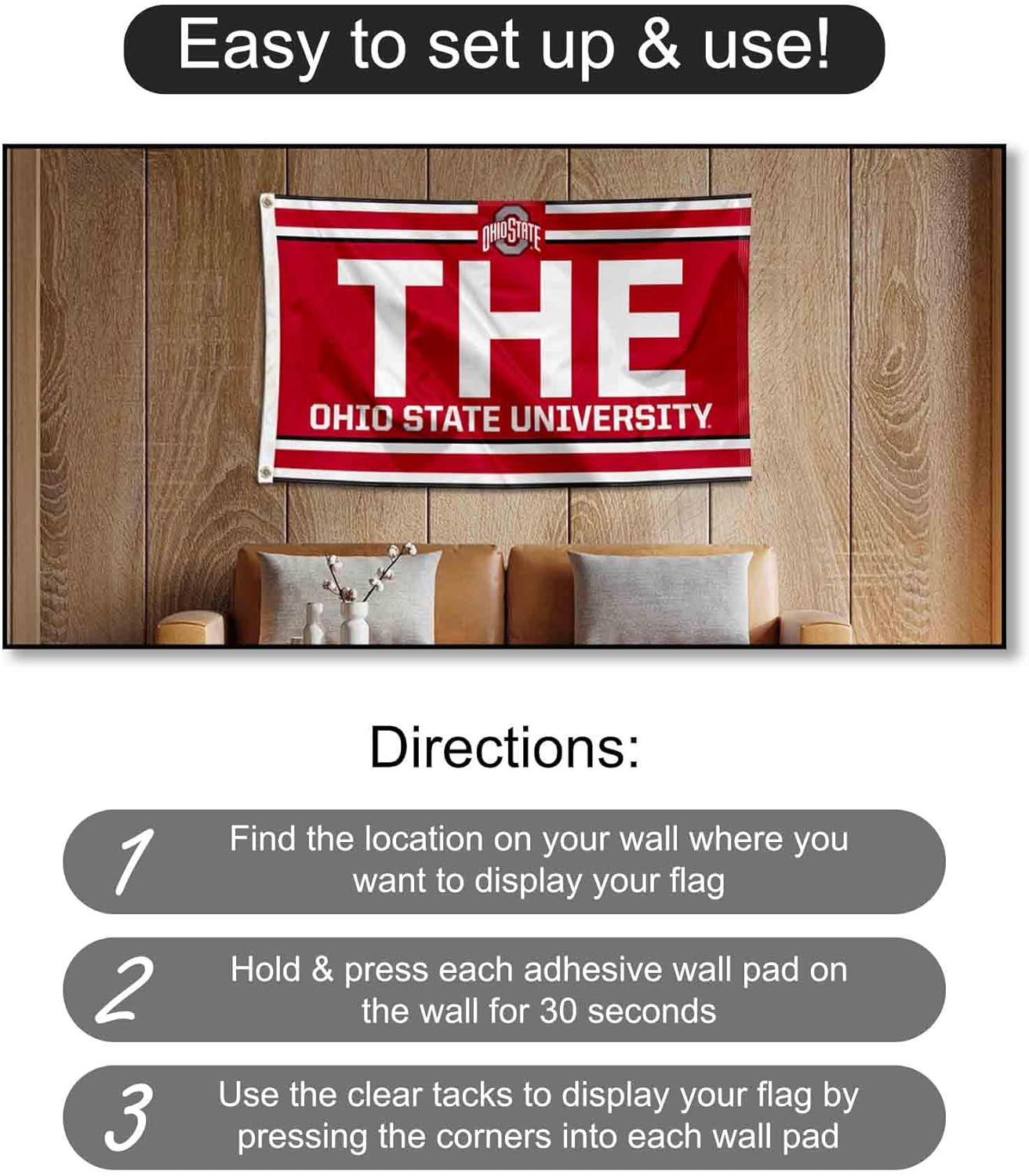 Ohio State Buckeyes THE Banner and Tapestry Wall Tack Pads - Image 4